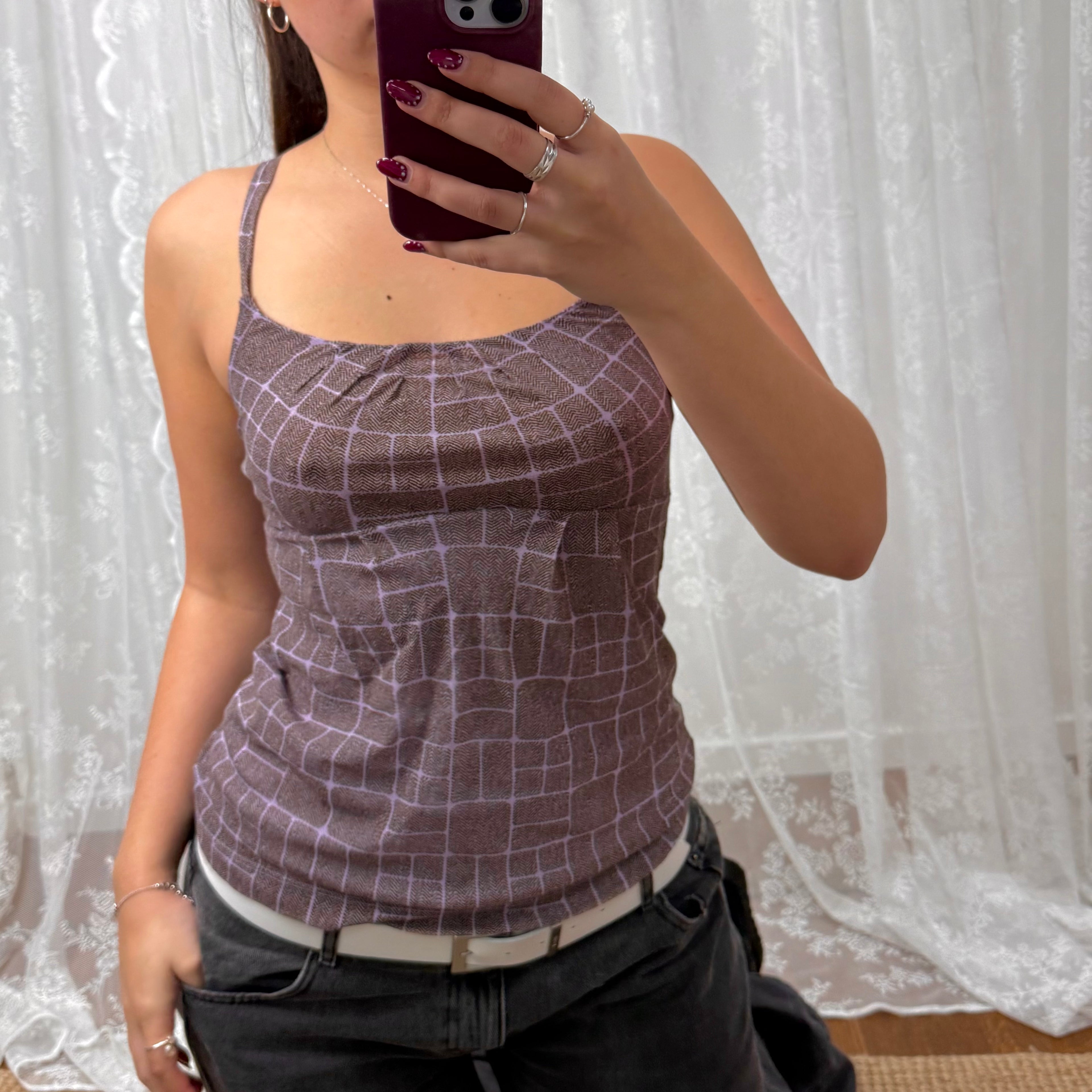 Purple patterned cami top
