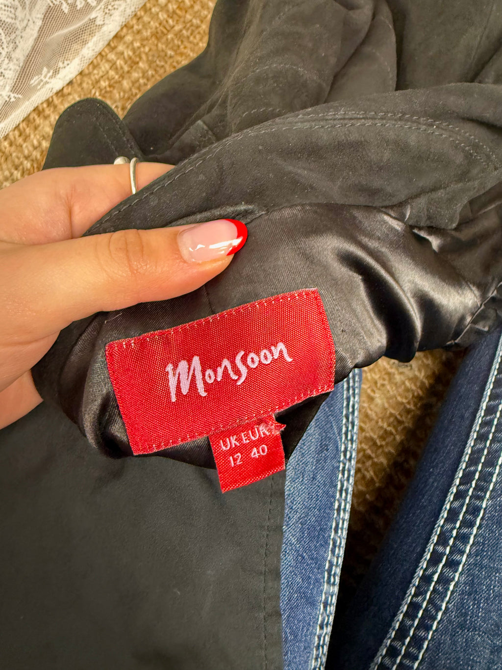 Black suede bomber jacket