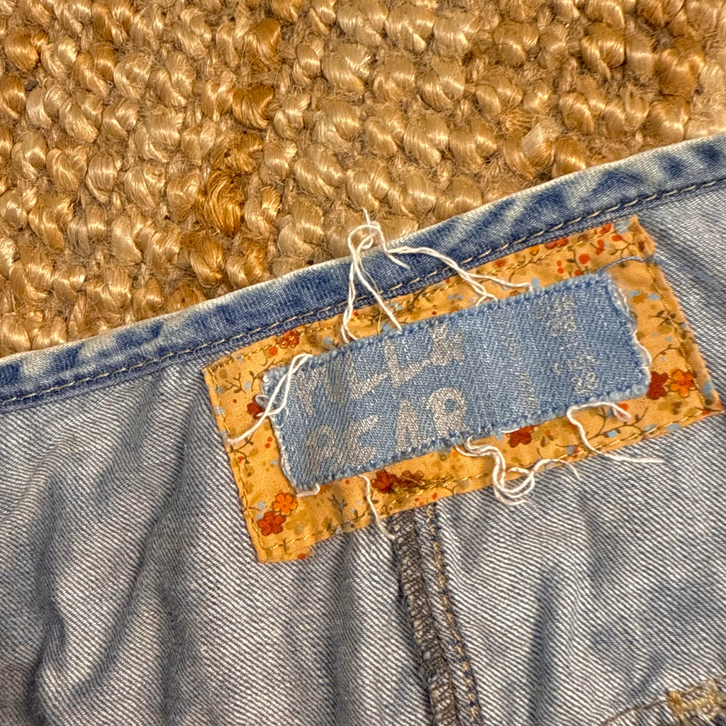 Blue denim ruffle skirt