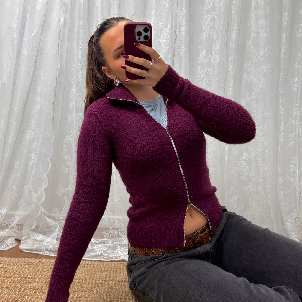 Purple double zip sweater
