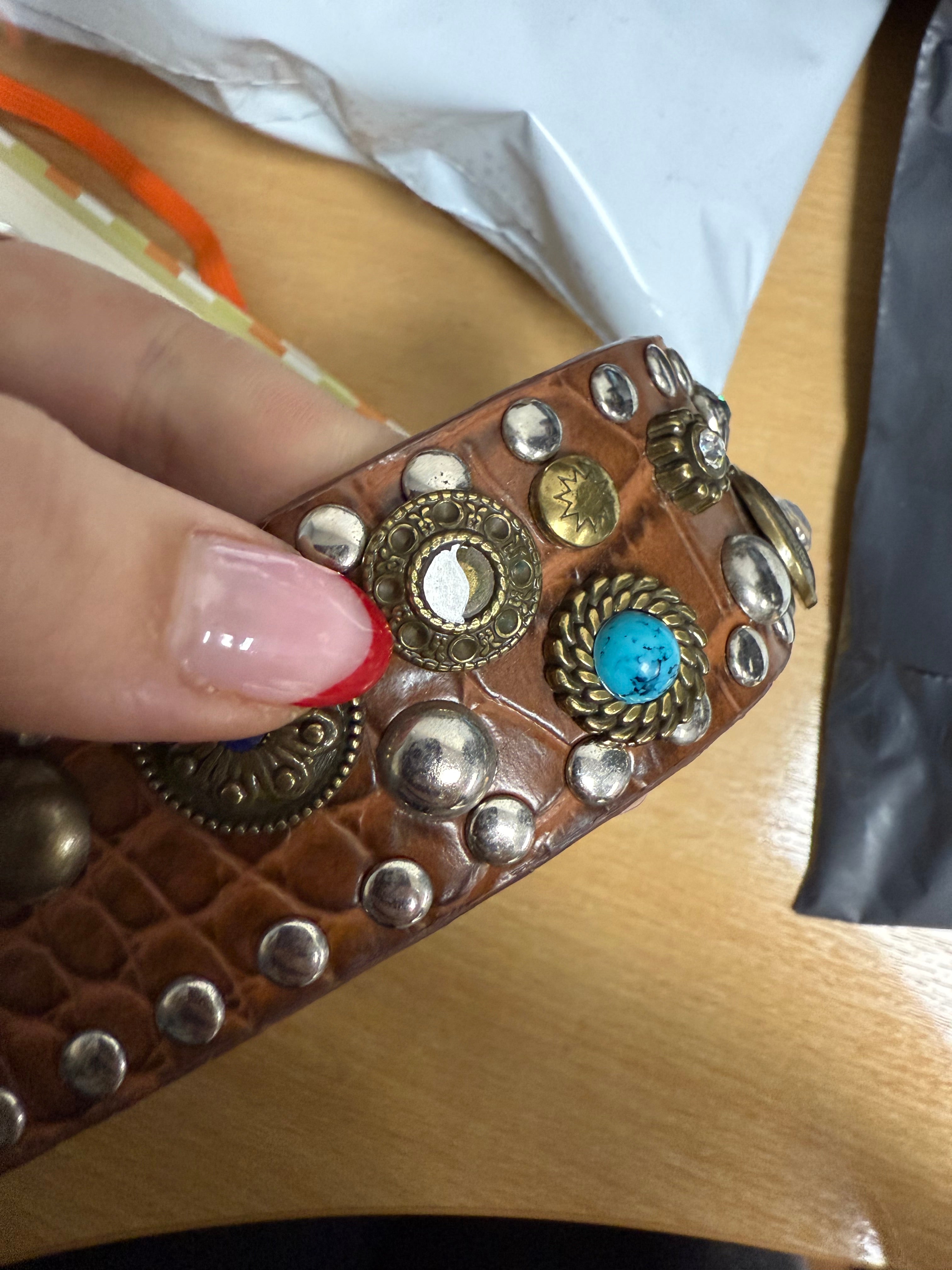 Brown gem buckle belt