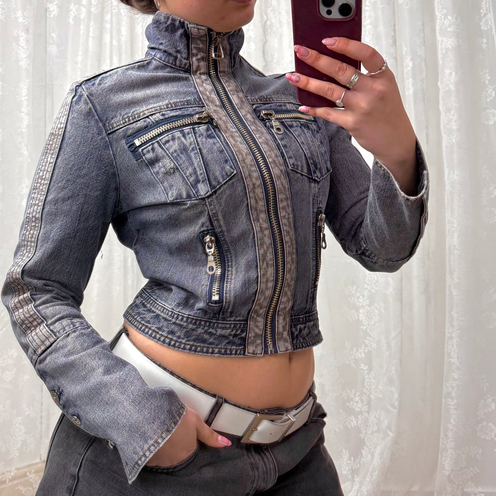 Two toned blue denim jacket