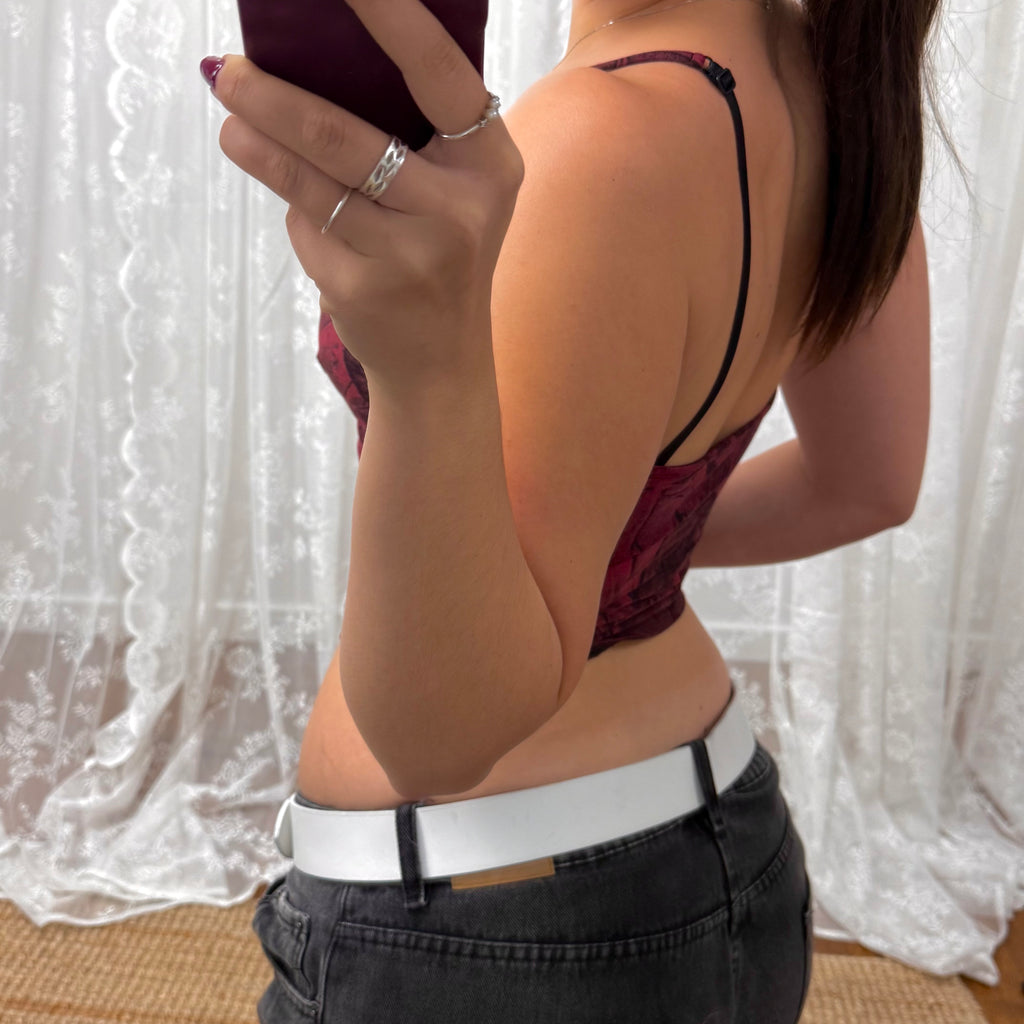 Red patterned cami top