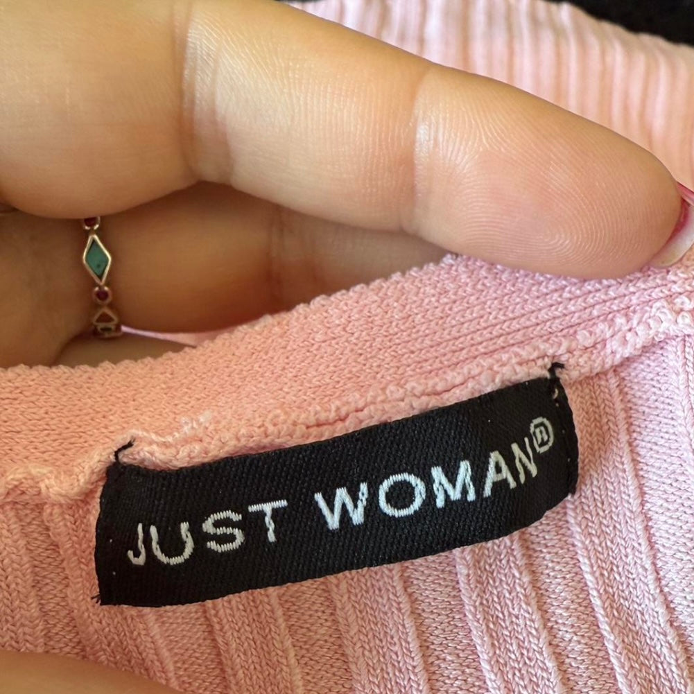 Baby pink ribbed vintage wrap top/cardigan