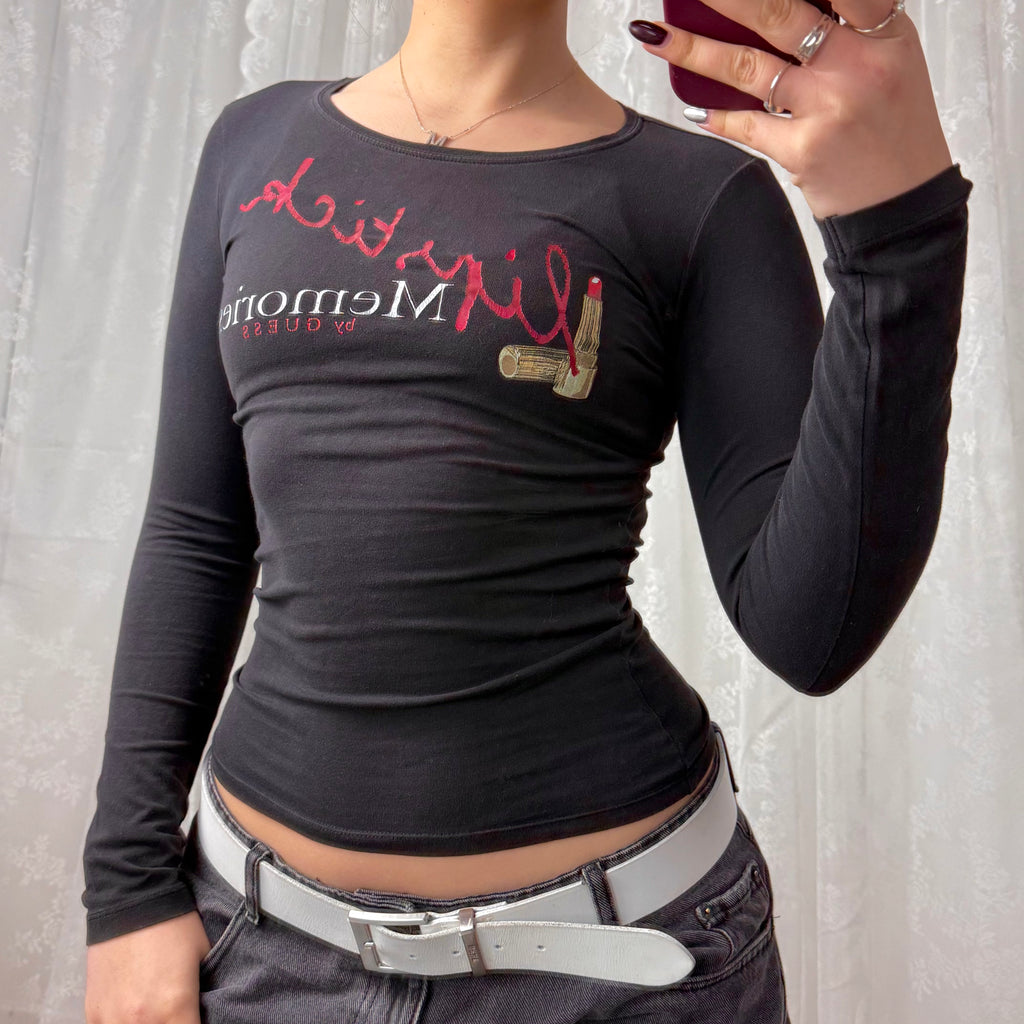 Black detailed GUESS long sleeved top