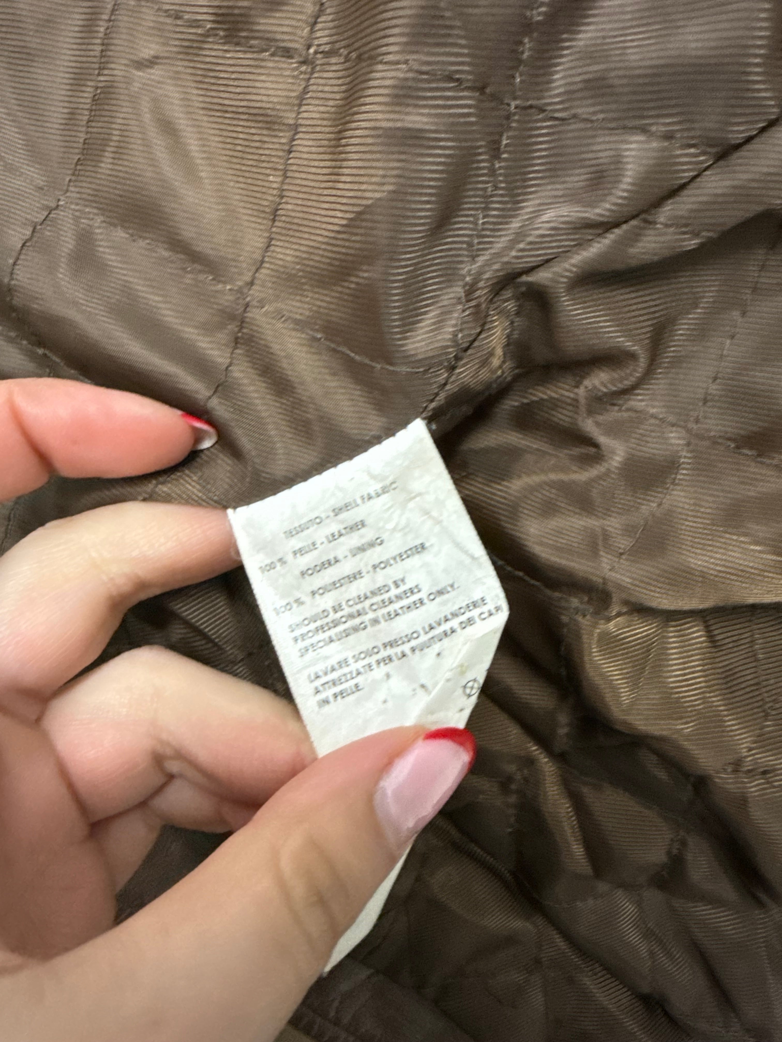 Brown leather zip up jacket