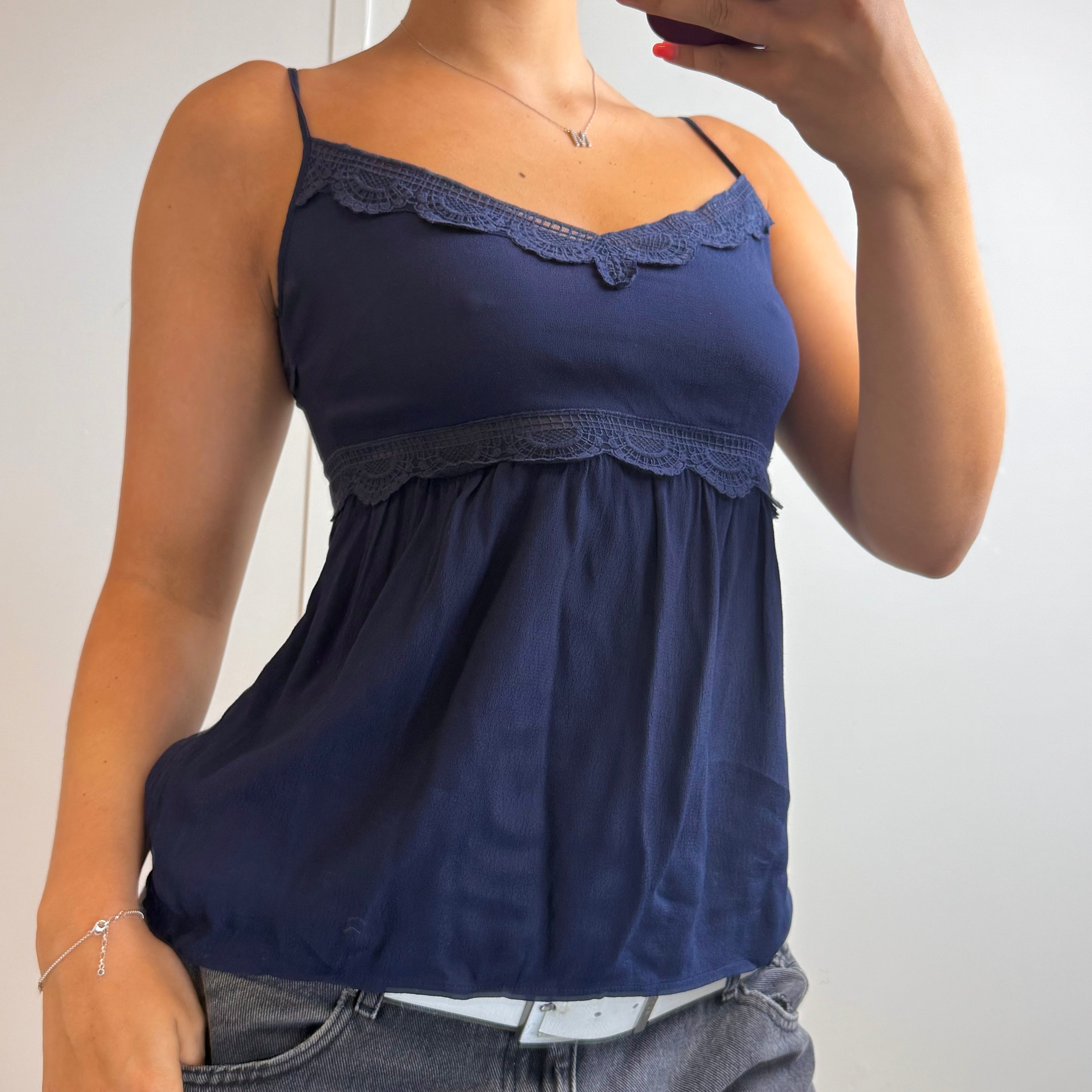Blue floaty cami top