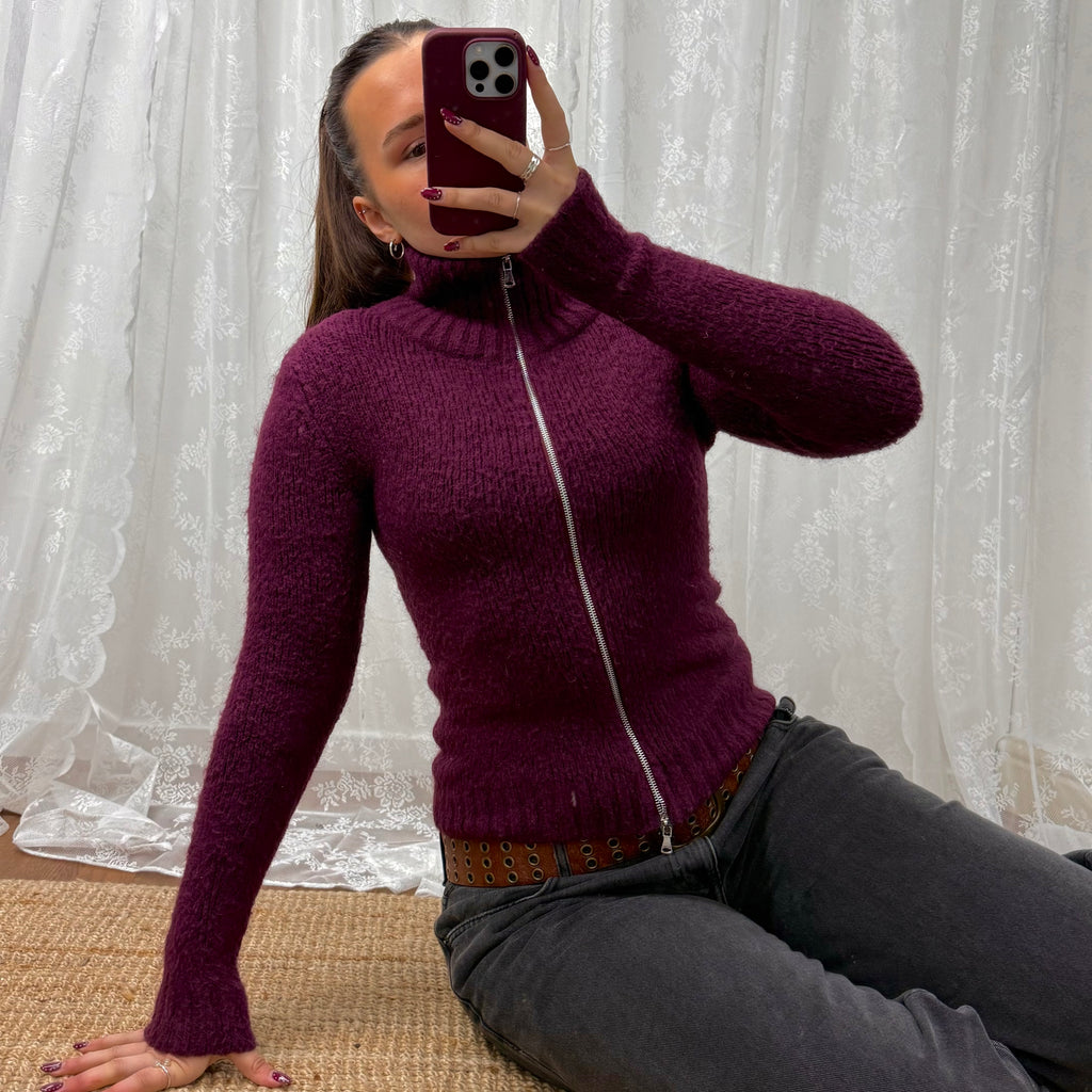 Purple double zip sweater