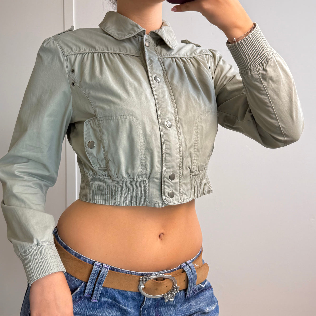 Light green cropped jacket