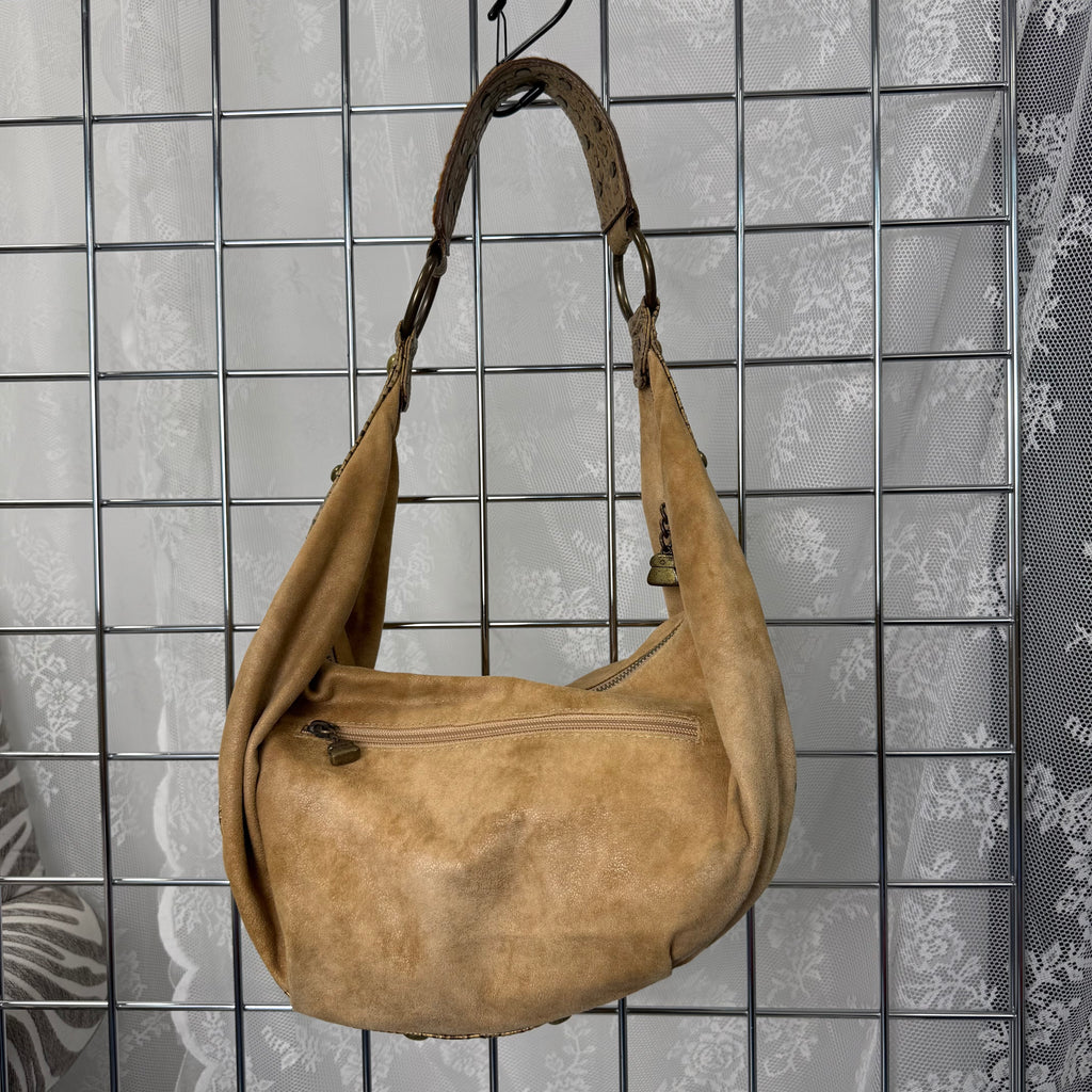 Beige suede KATHY VAN ZEALAND detailed bag