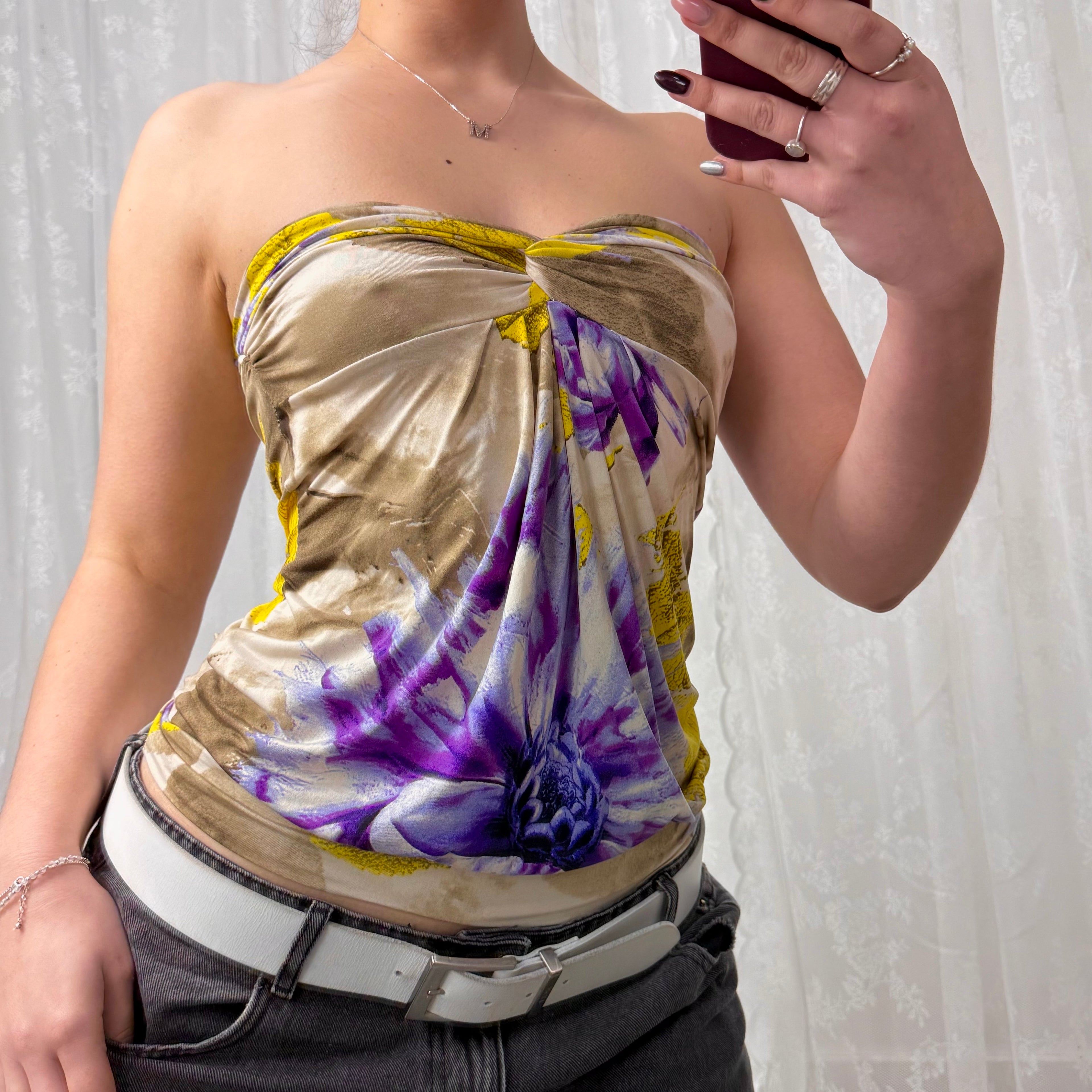 Multicoloured slinky bandeau top