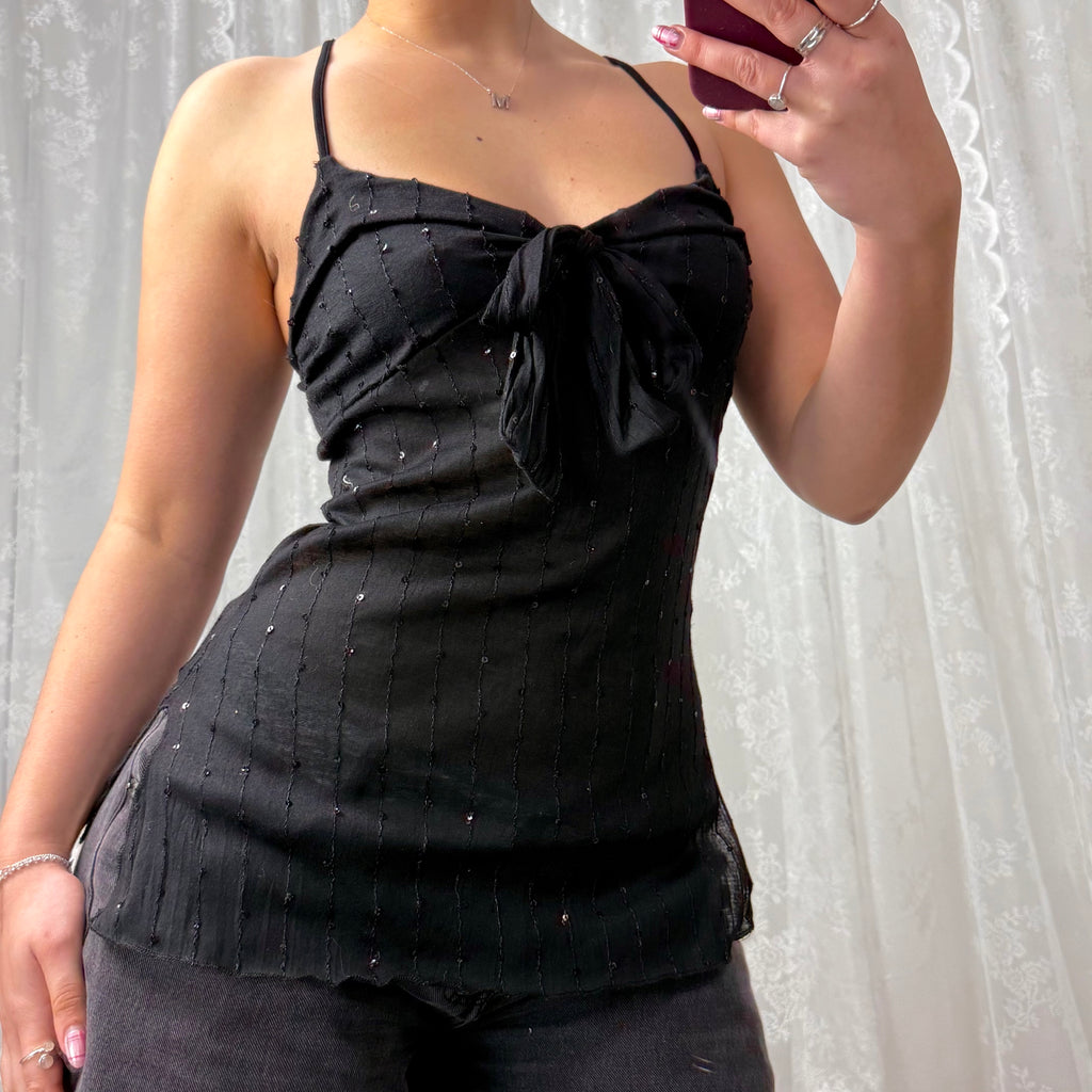 Black sequin cami top