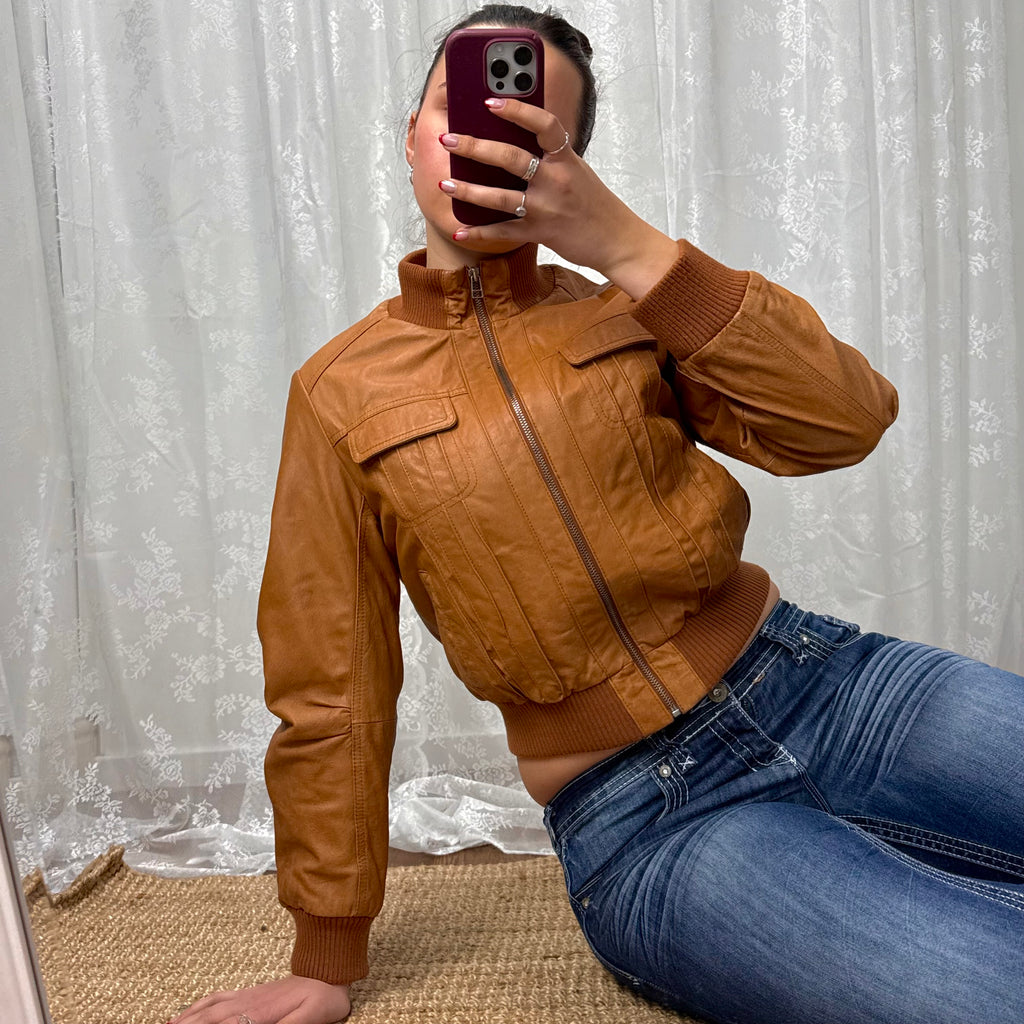 Tan leather jacket