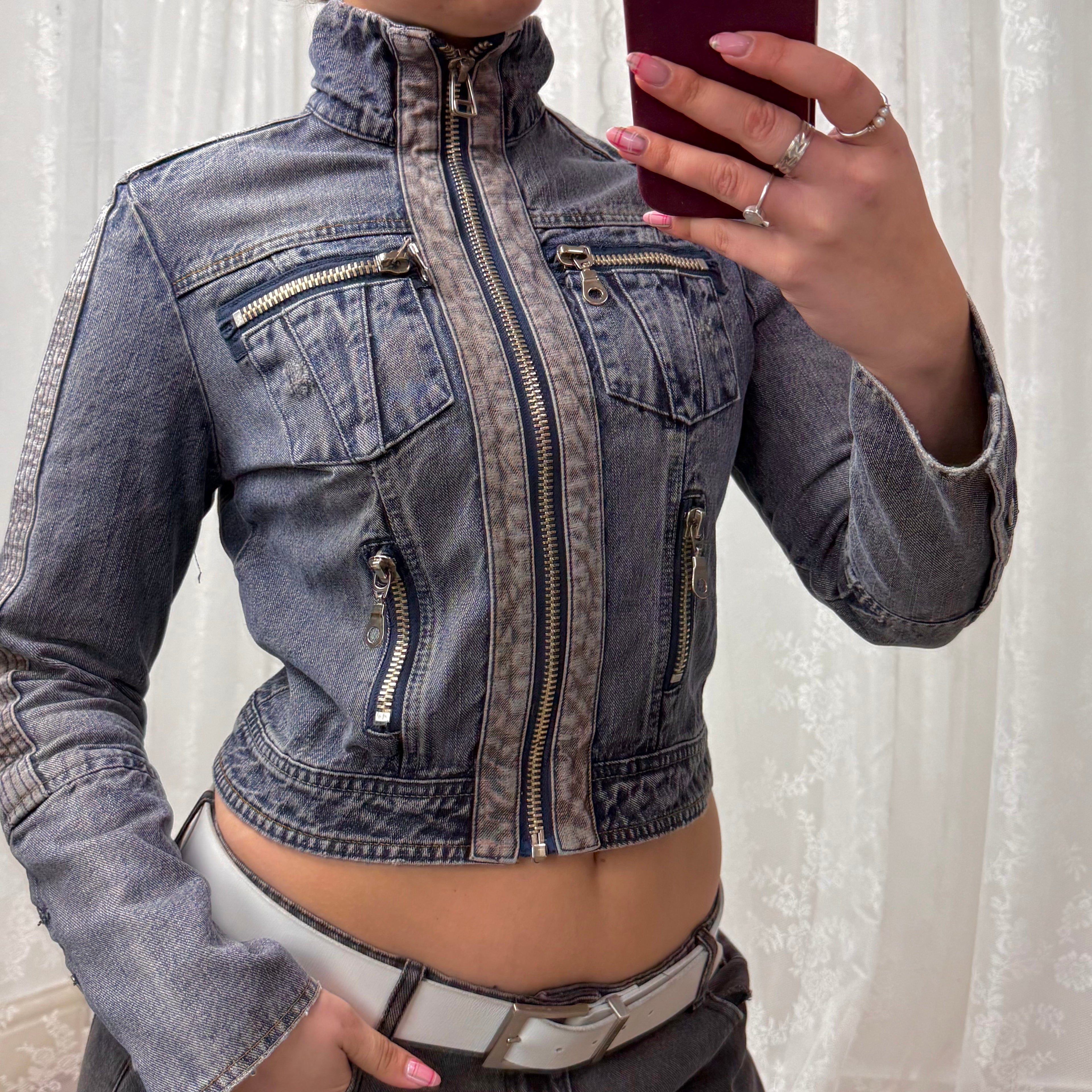 Two toned blue denim jacket