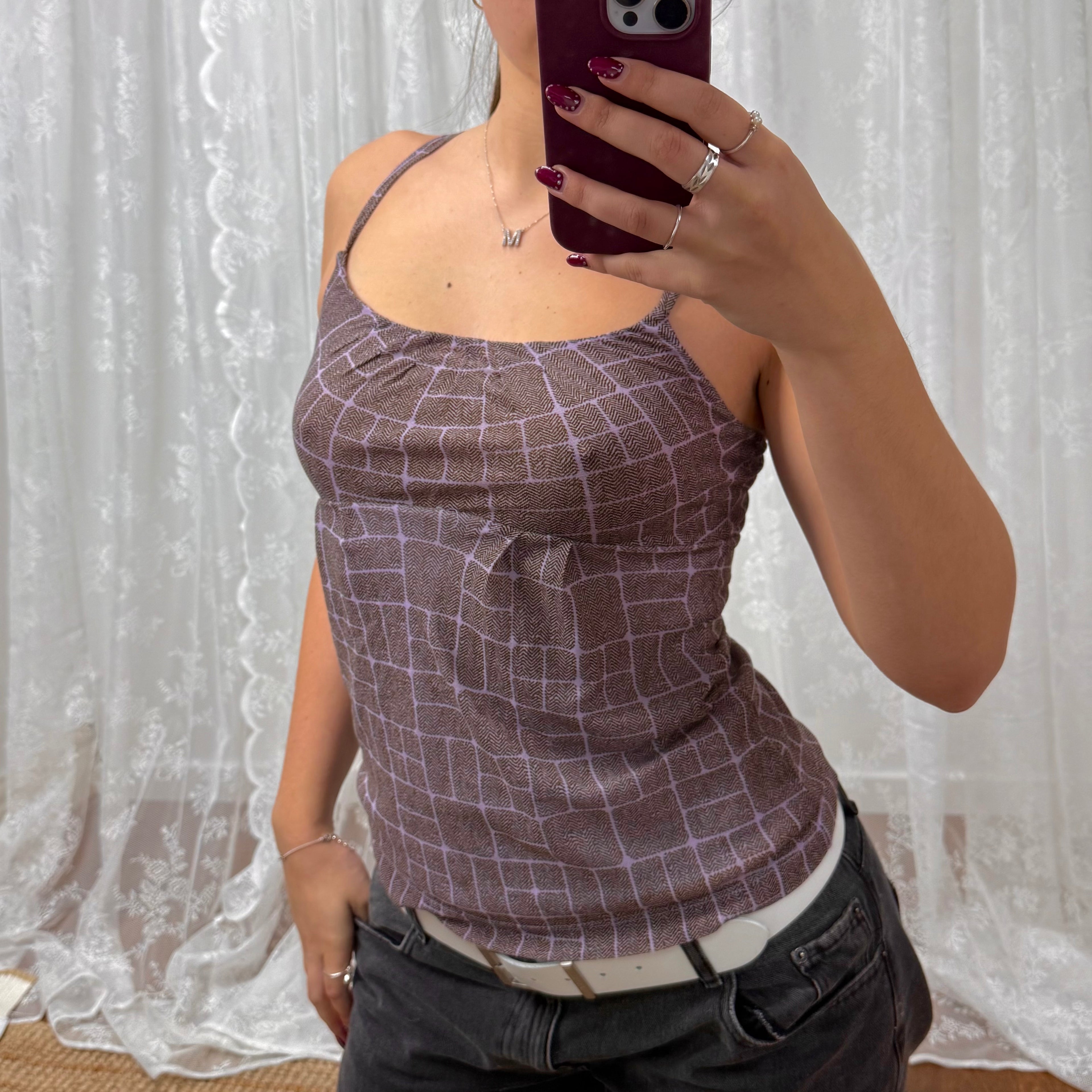 Purple patterned cami top