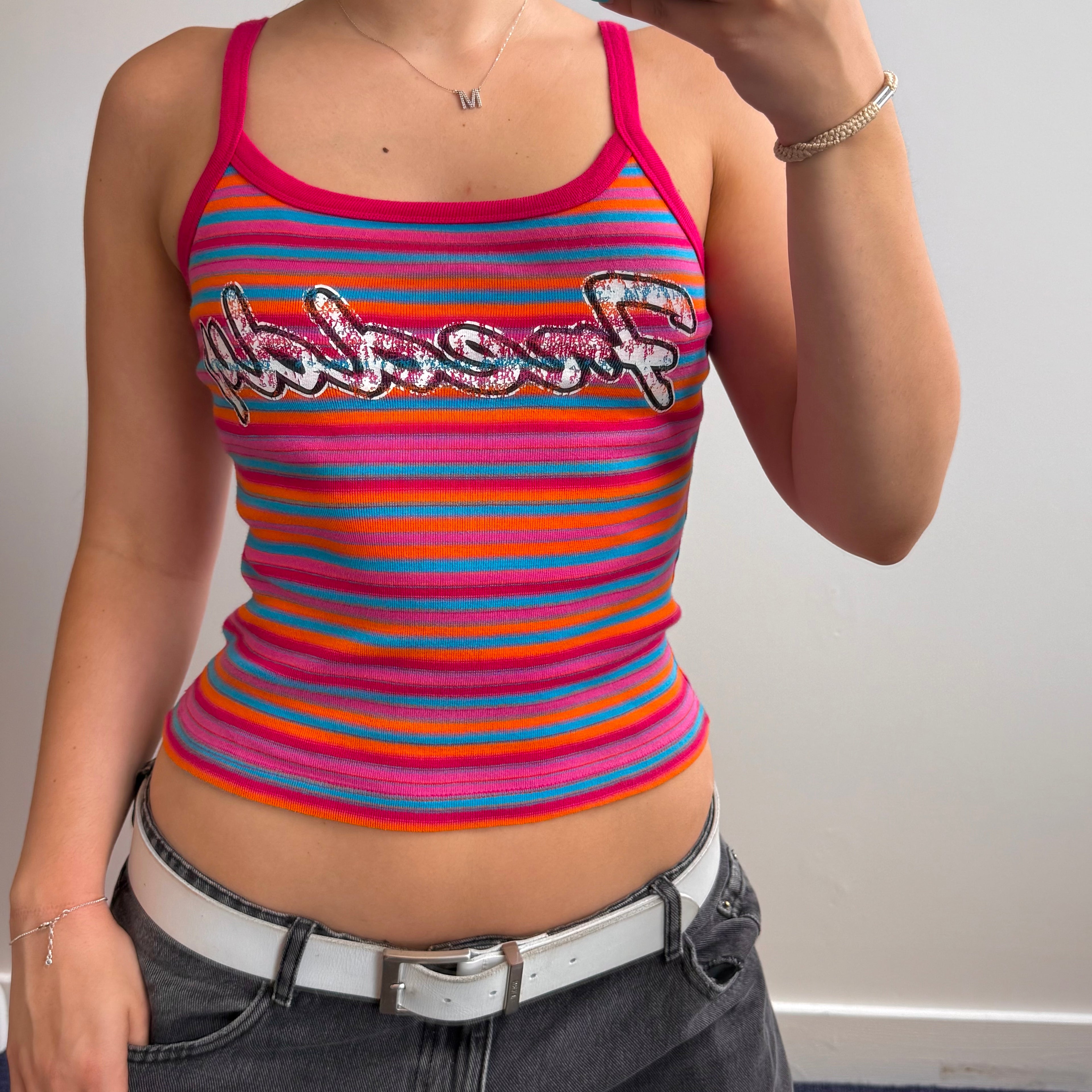 Multicoloured striped tank top