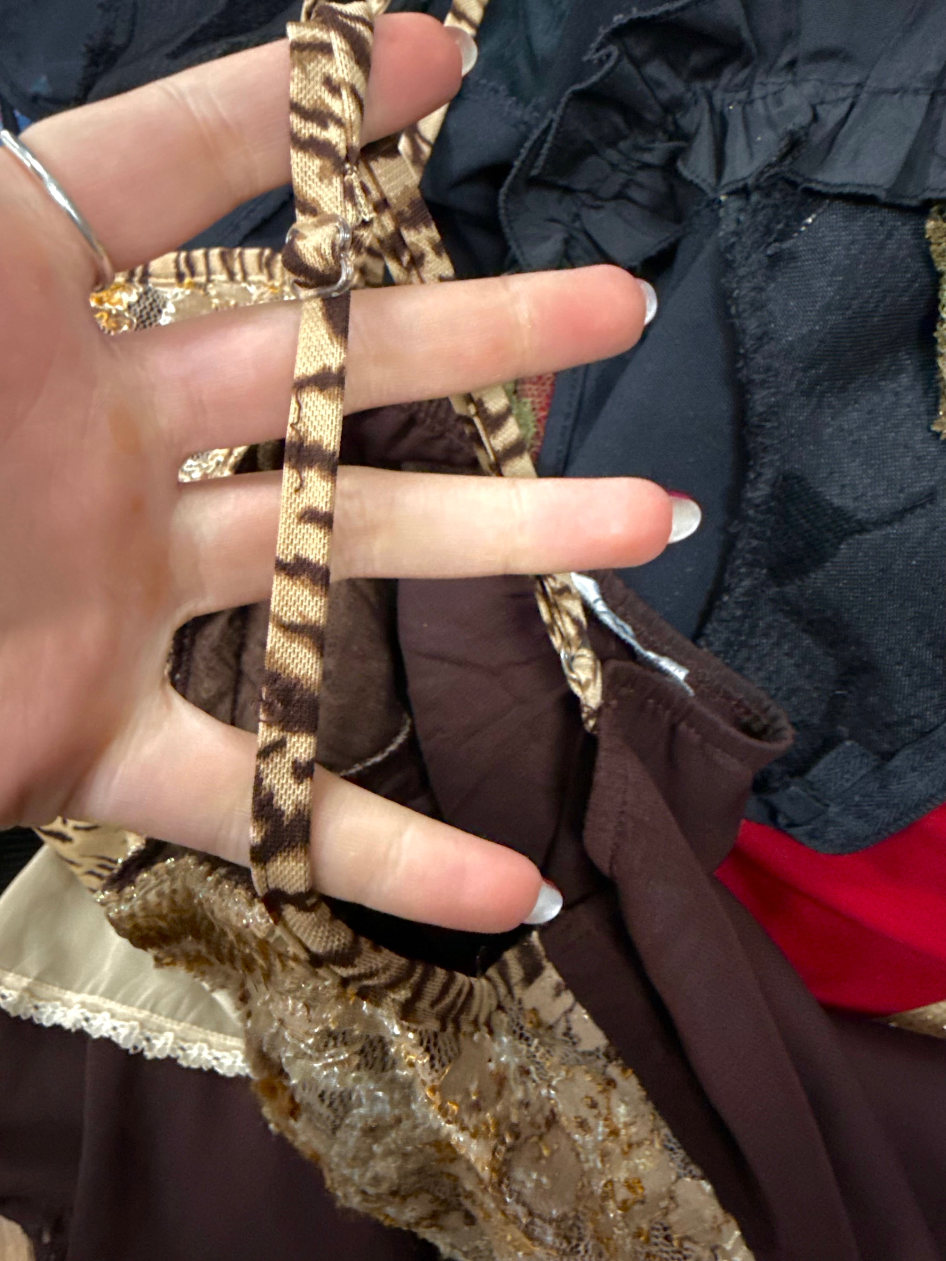 Gold and brown sequin floaty cami top