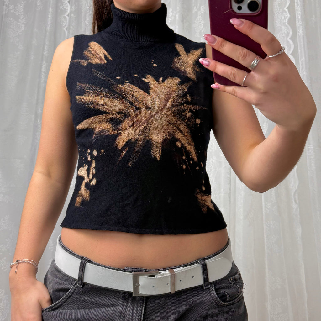 Black and brown patterned turtleneck