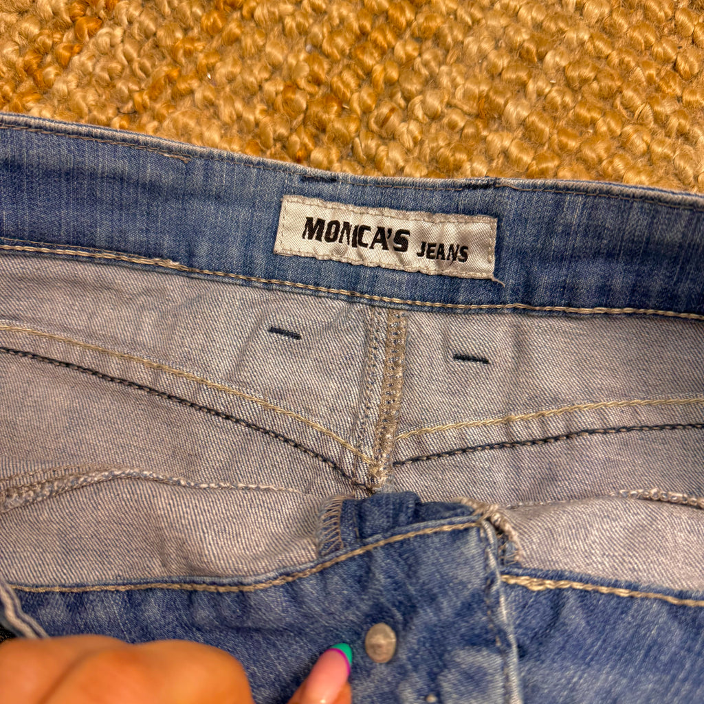 Blue denim zip mini skirt
