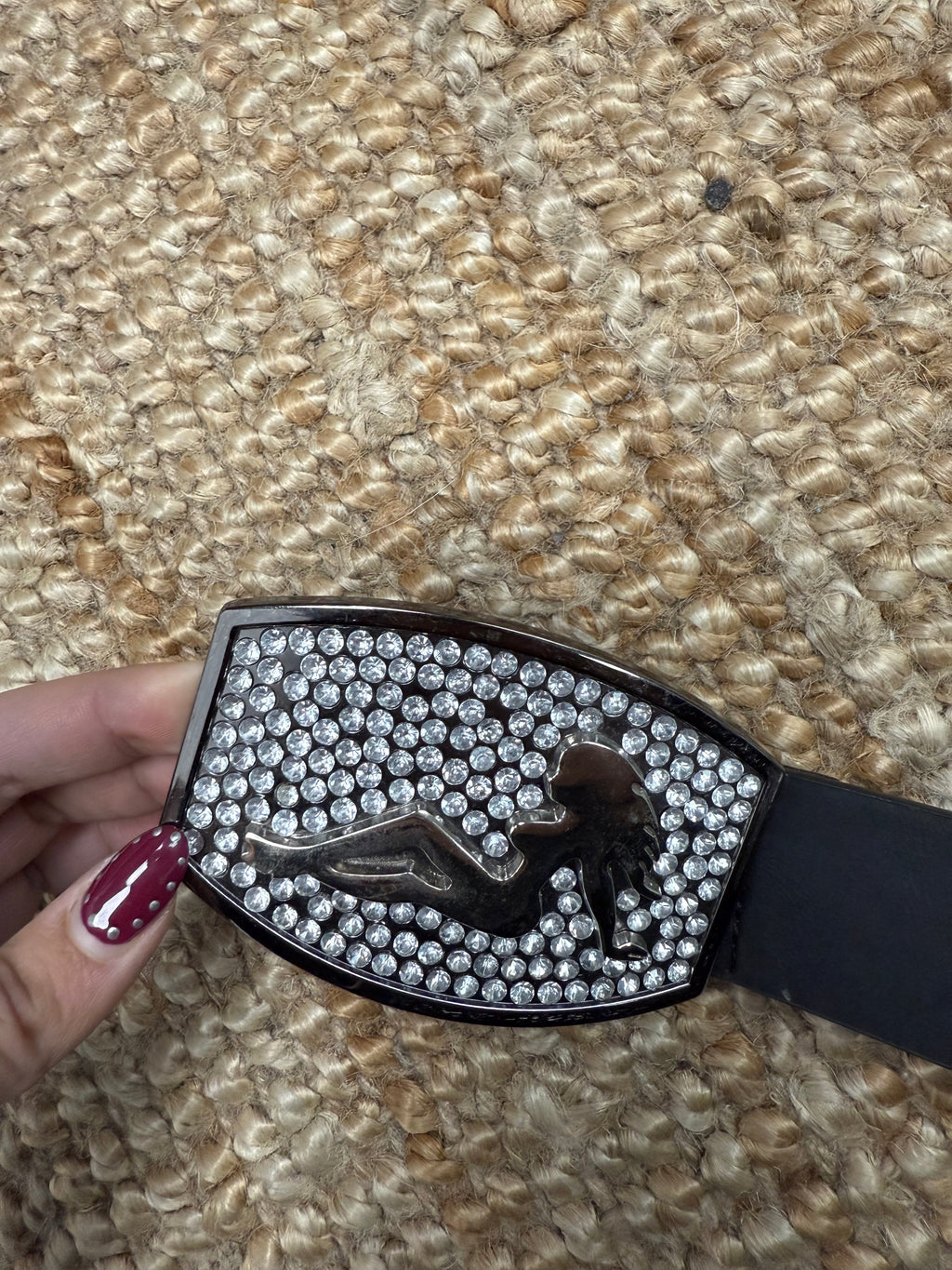 Black diamanté lady belt