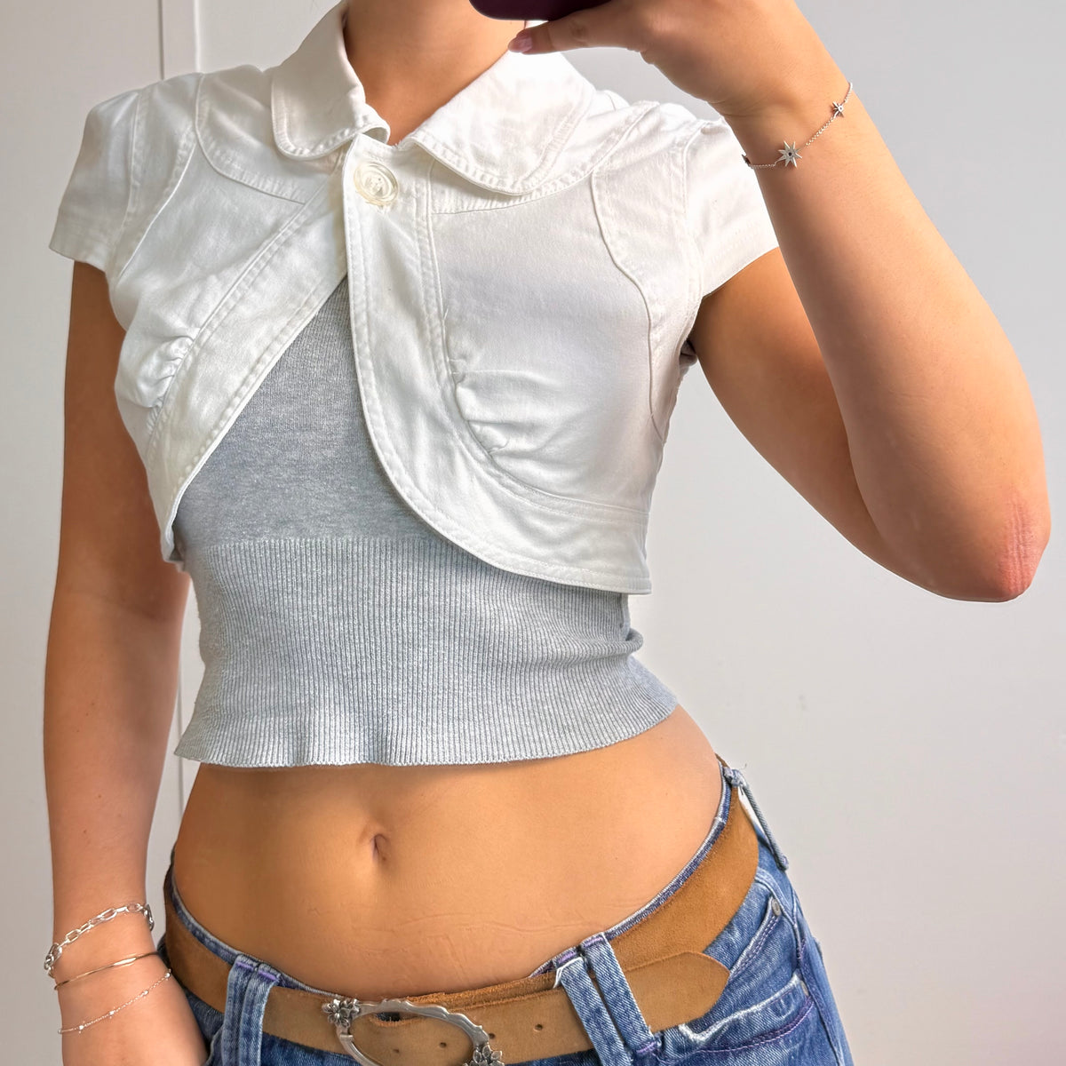 White bolero cropped jacket