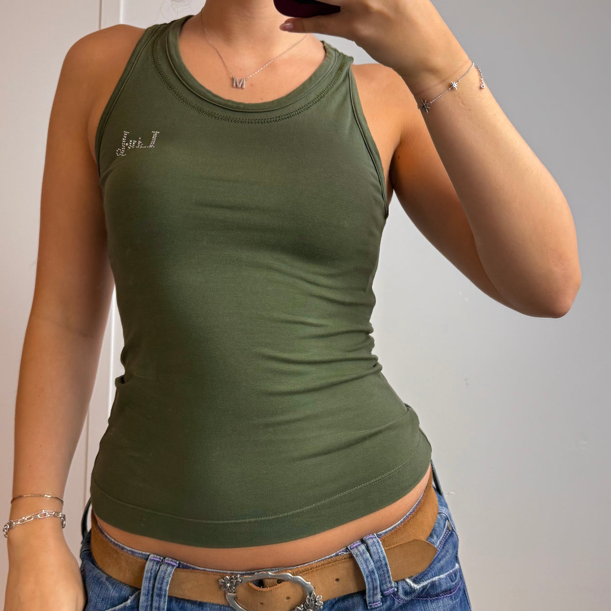 Green gem tank top