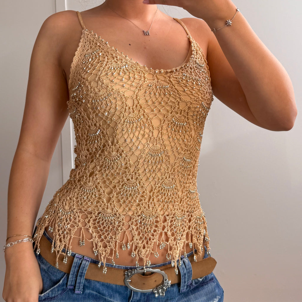 Gold beaded cami top