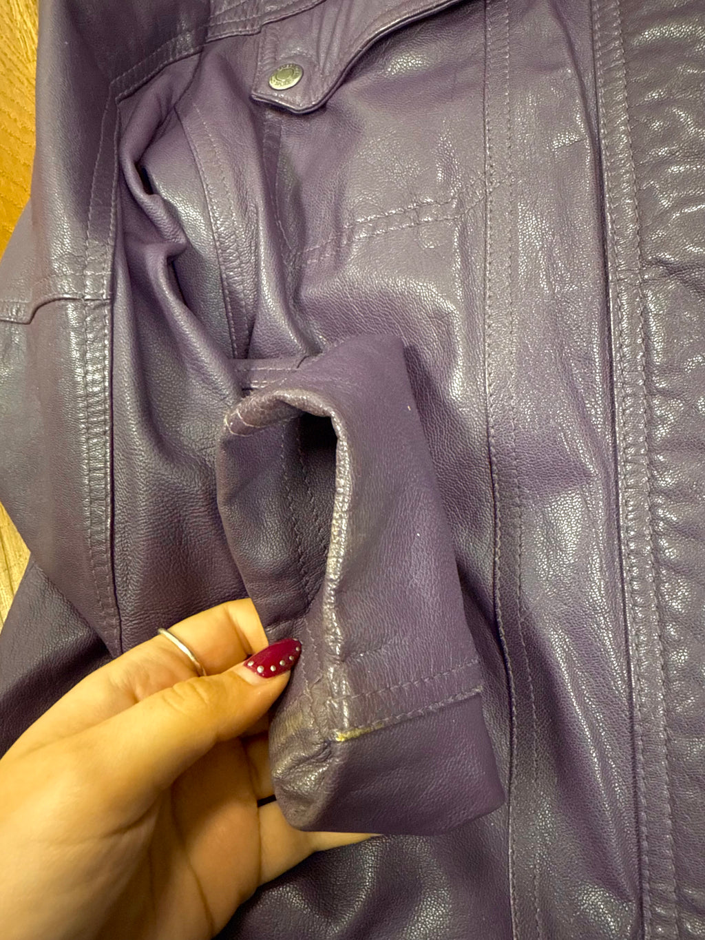 Purple leather bomber jacket