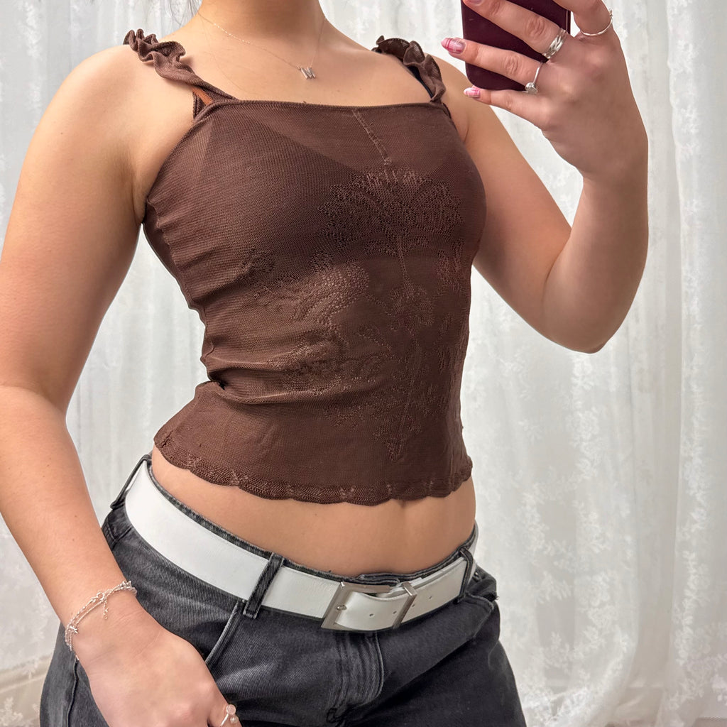 Brown detailed cami top