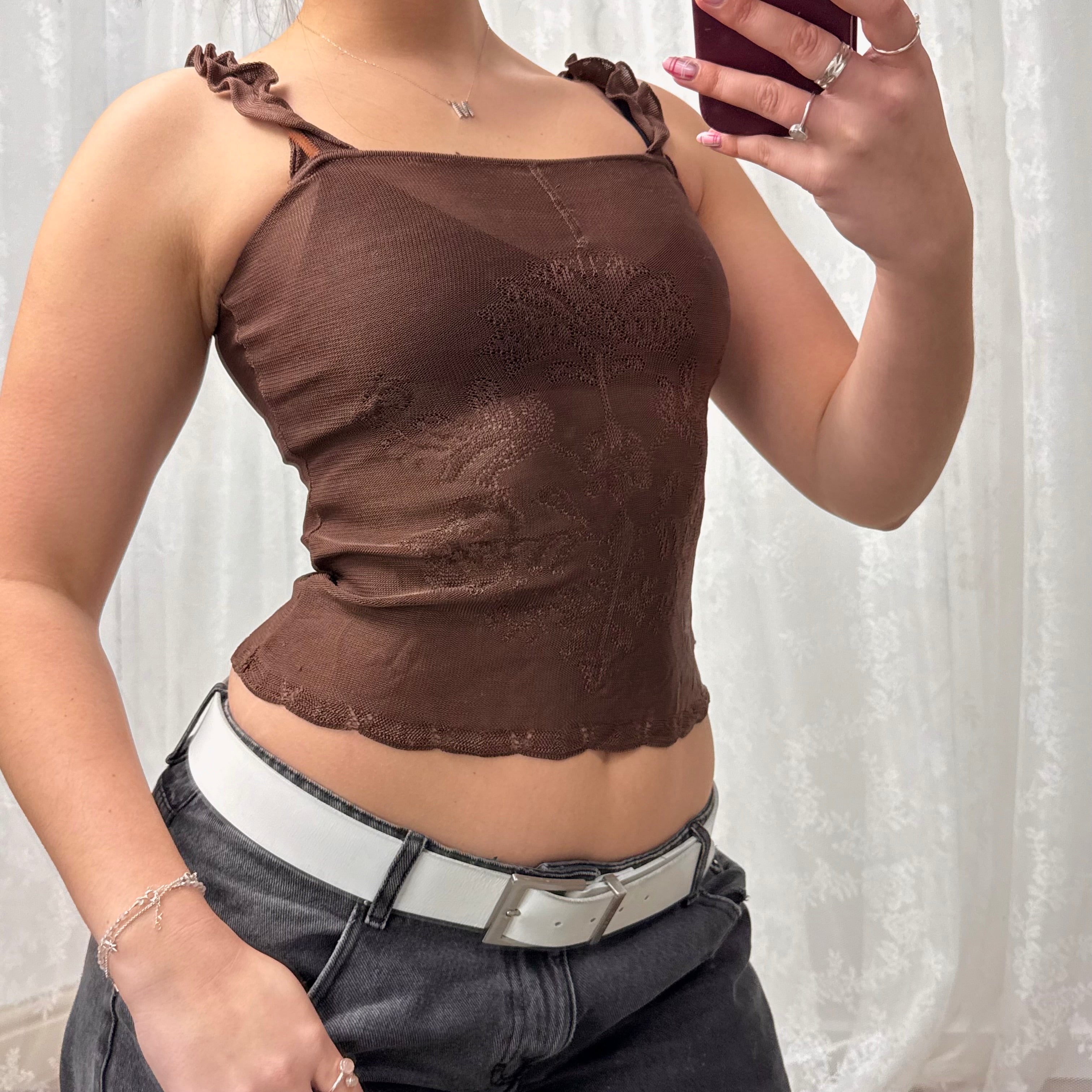 Brown detailed cami top