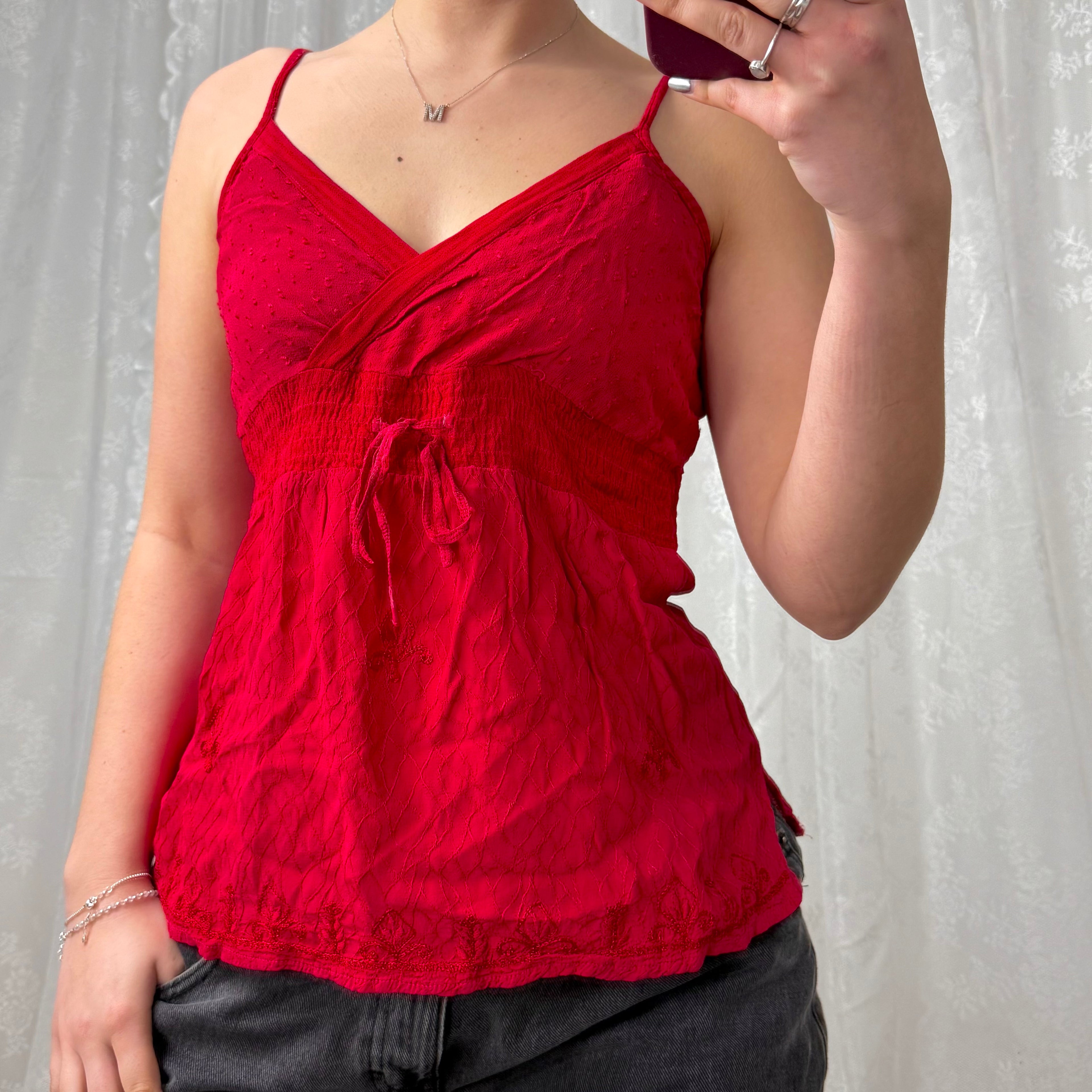 Red detailed cami top