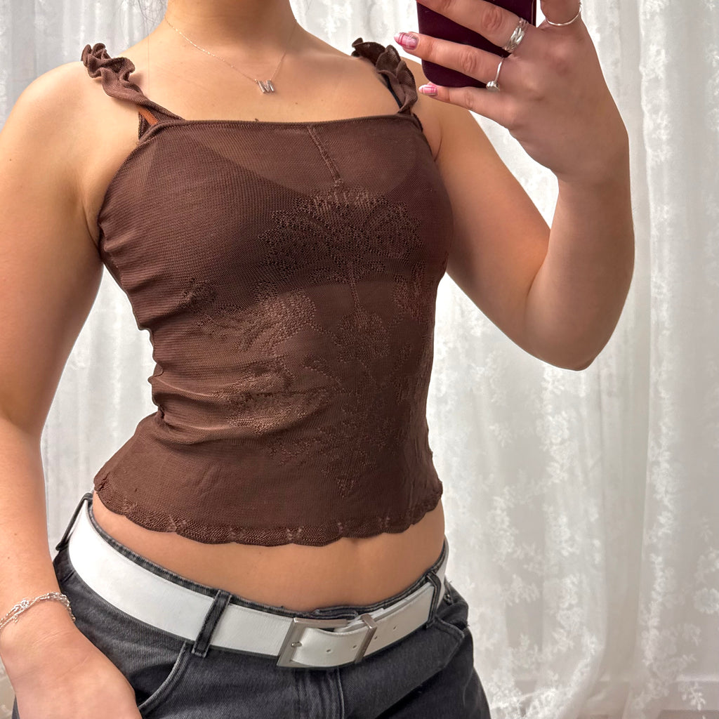 Brown detailed cami top