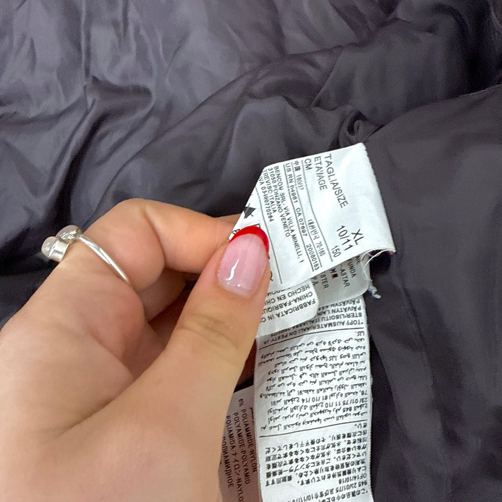 Brown and red puffer jacket