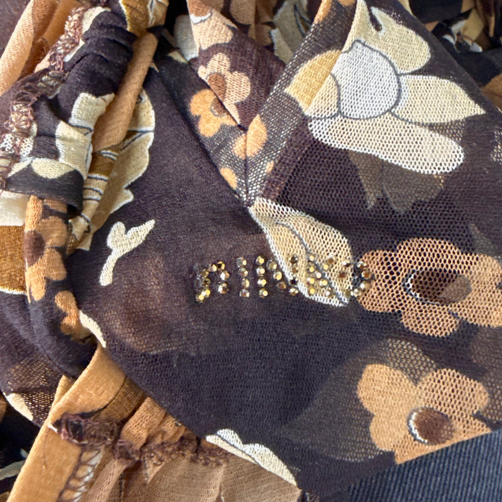 Brown mesh patterned bubble top