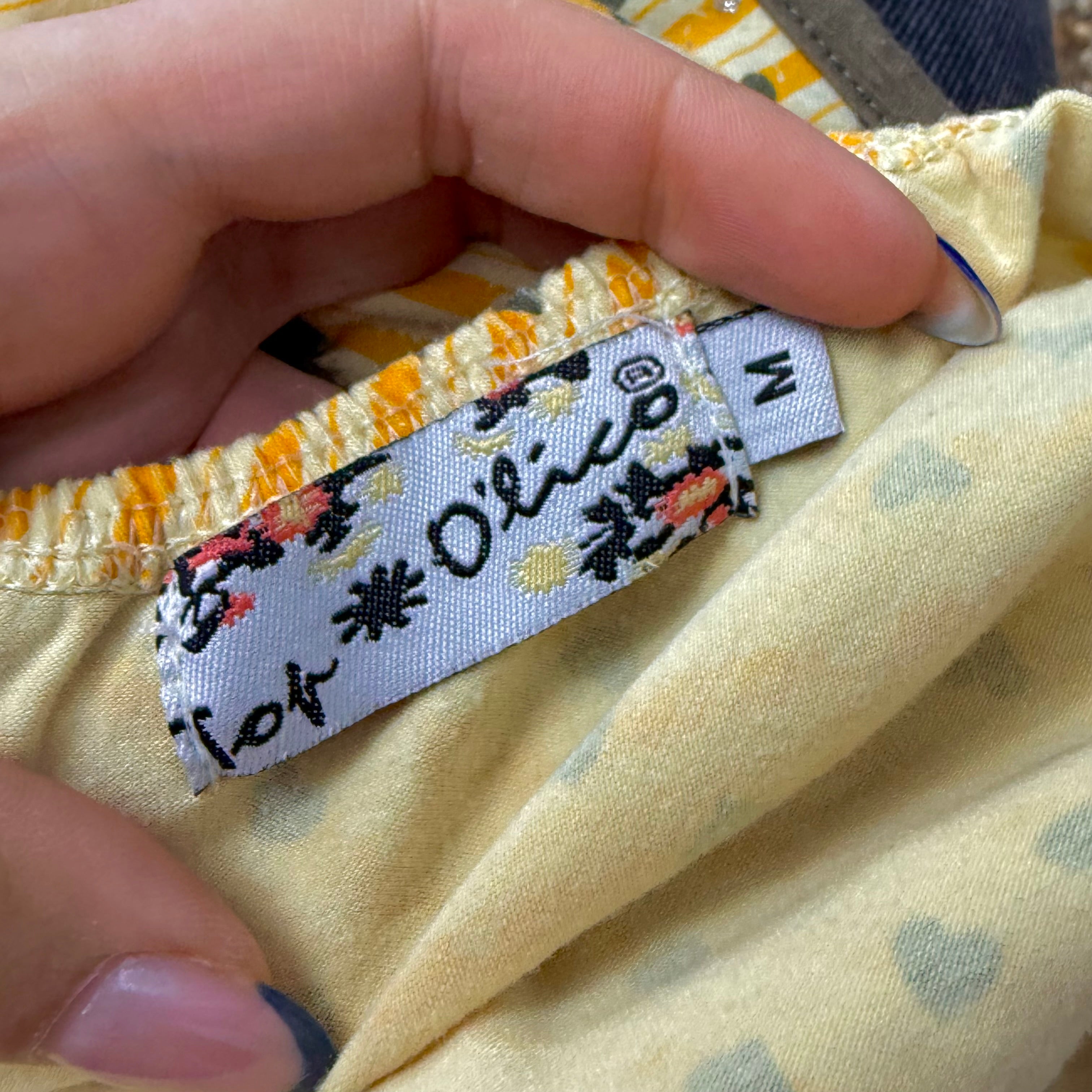 Yellow love heart patterned halterneck top