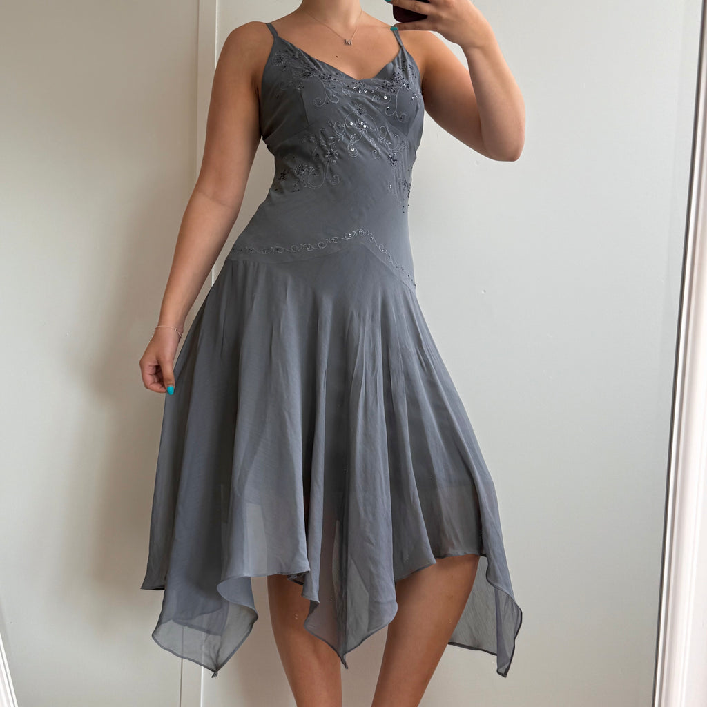 Grey mesh sequin detailed fairy dress