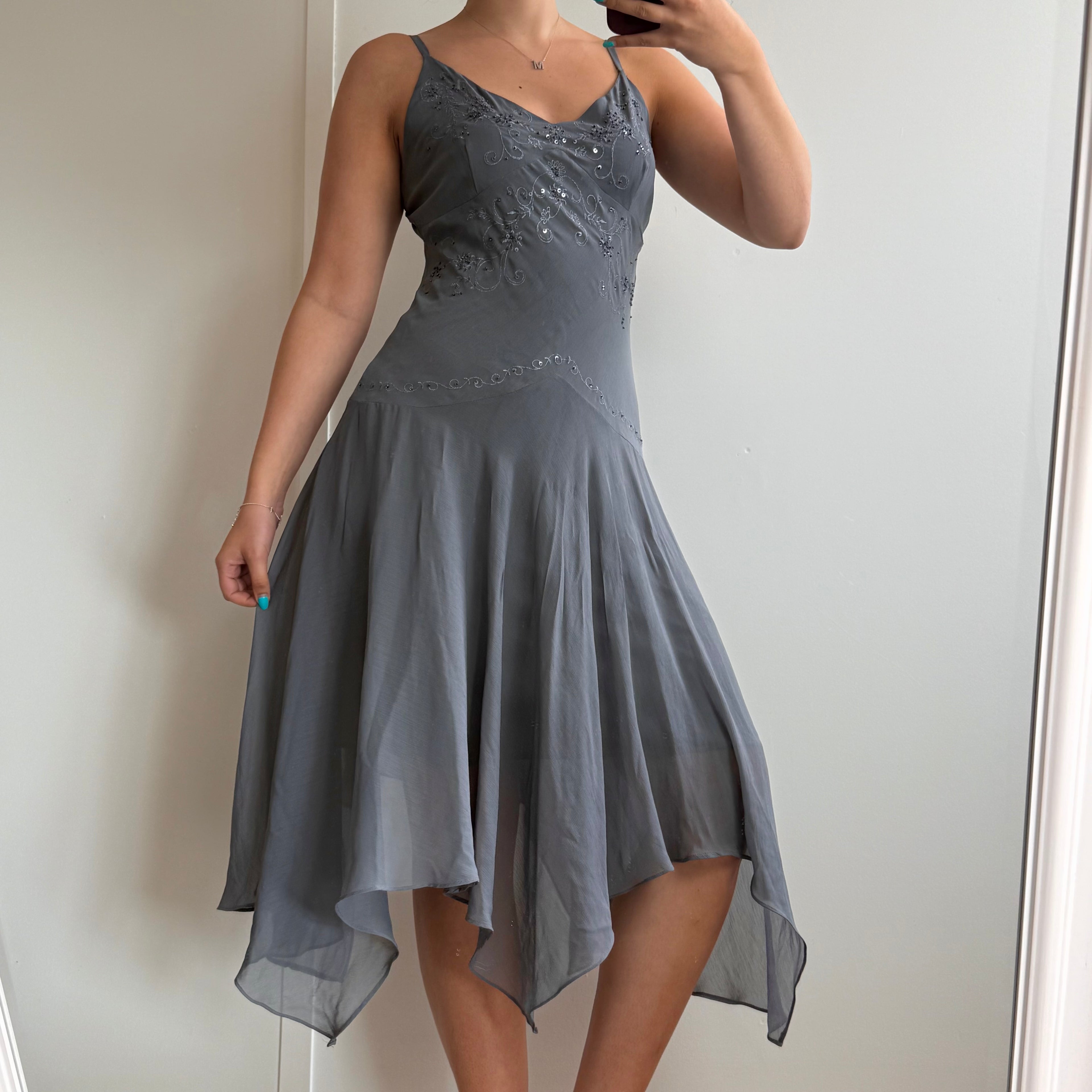 Grey mesh sequin detailed fairy dress