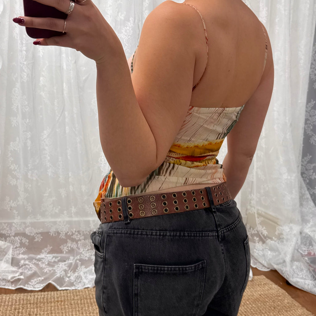 Multicoloured open cami top