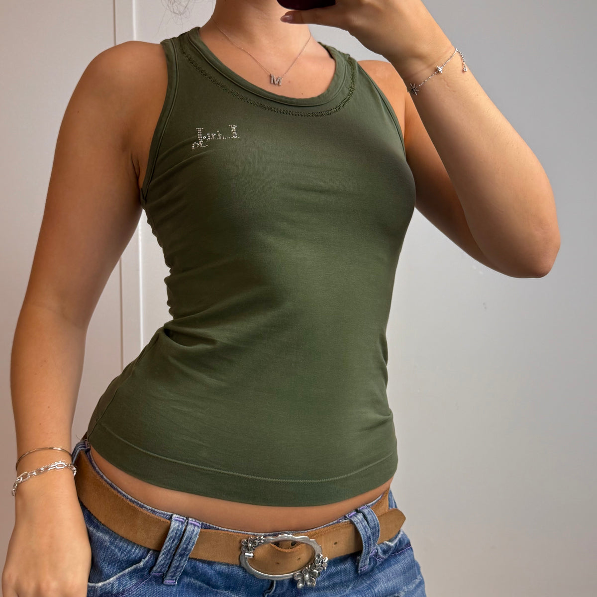 Green gem tank top