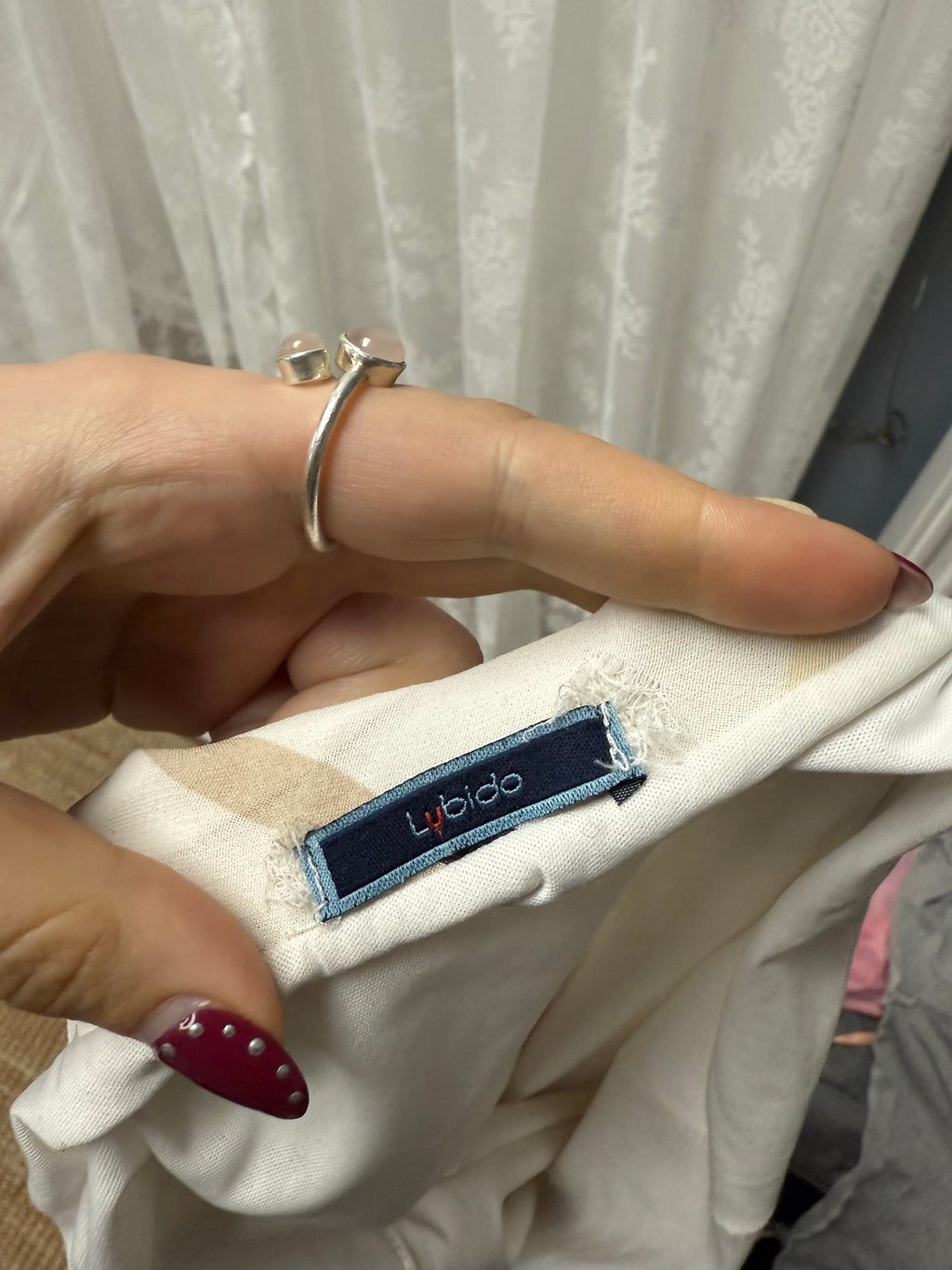 White patterned mesh midi skirt