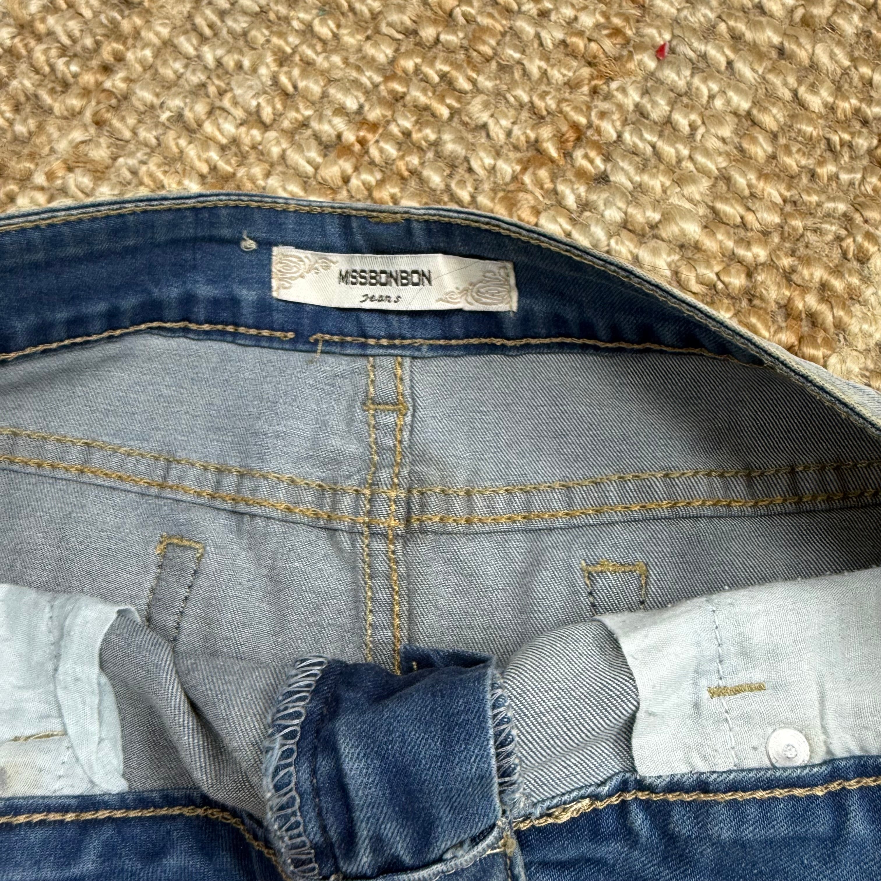 Blue denim mini skirt