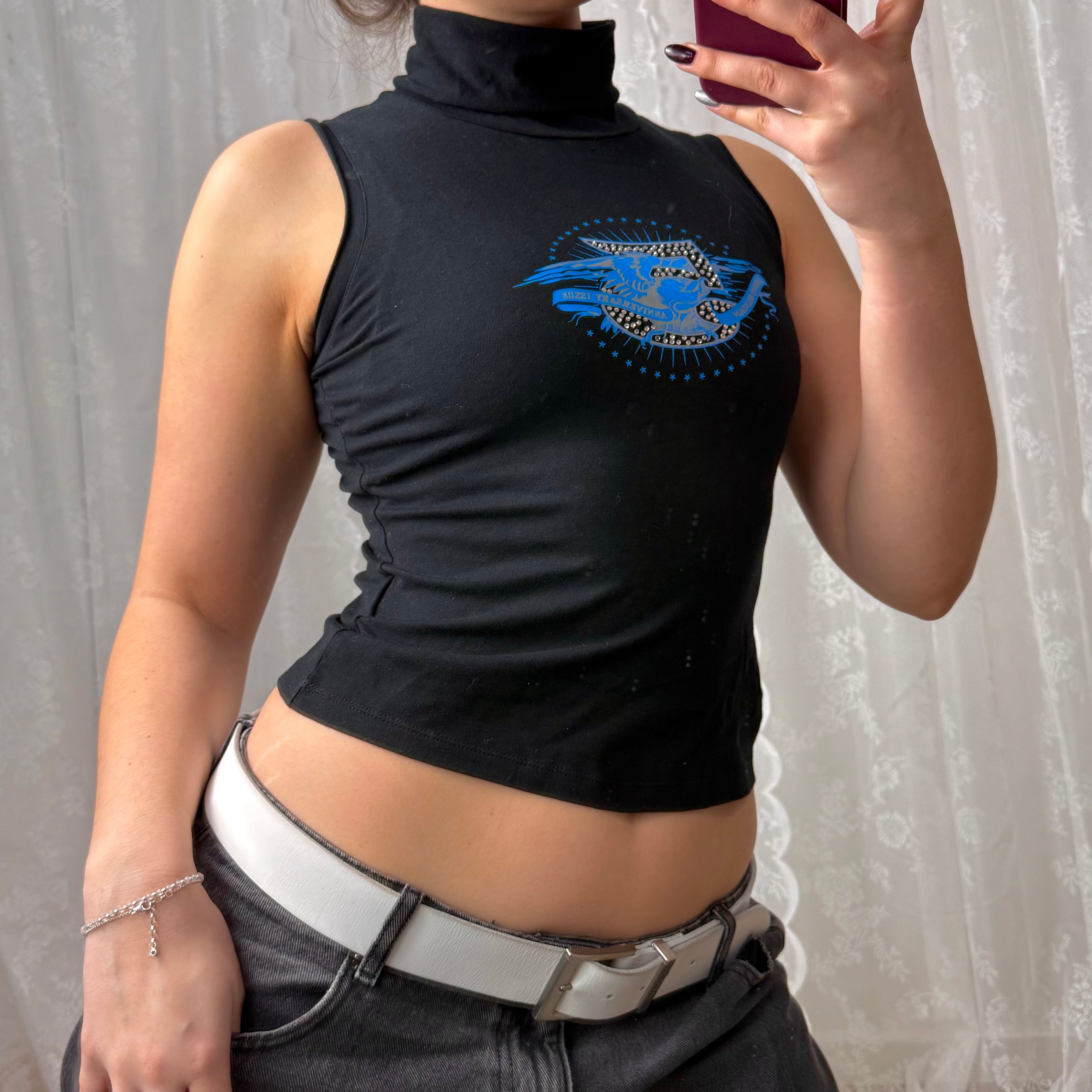 Black and blue gem turtleneck
