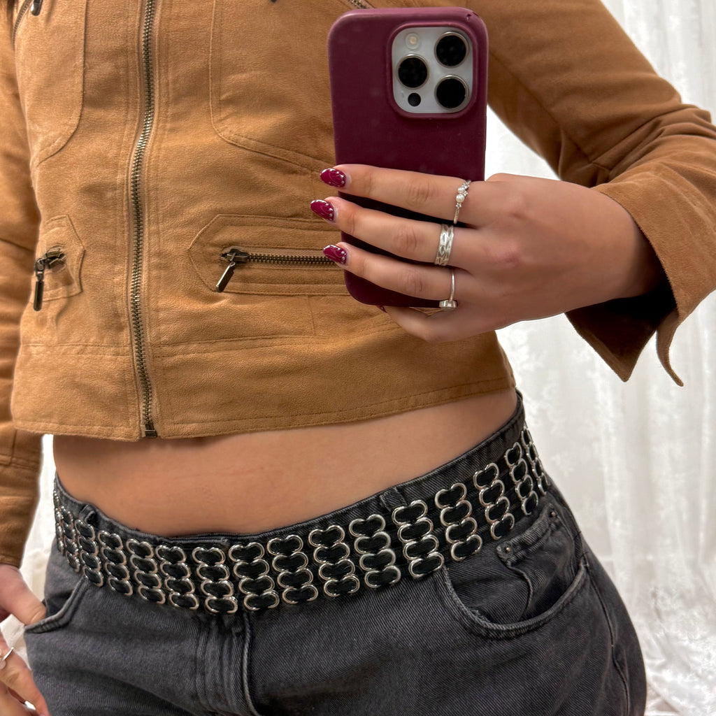 Black and silver elasticated belt