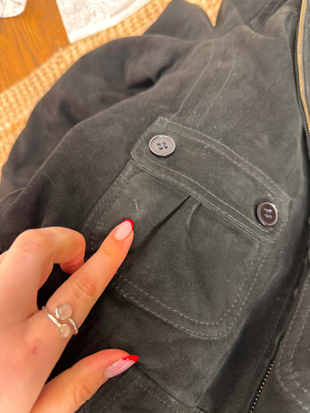 Black suede bomber jacket