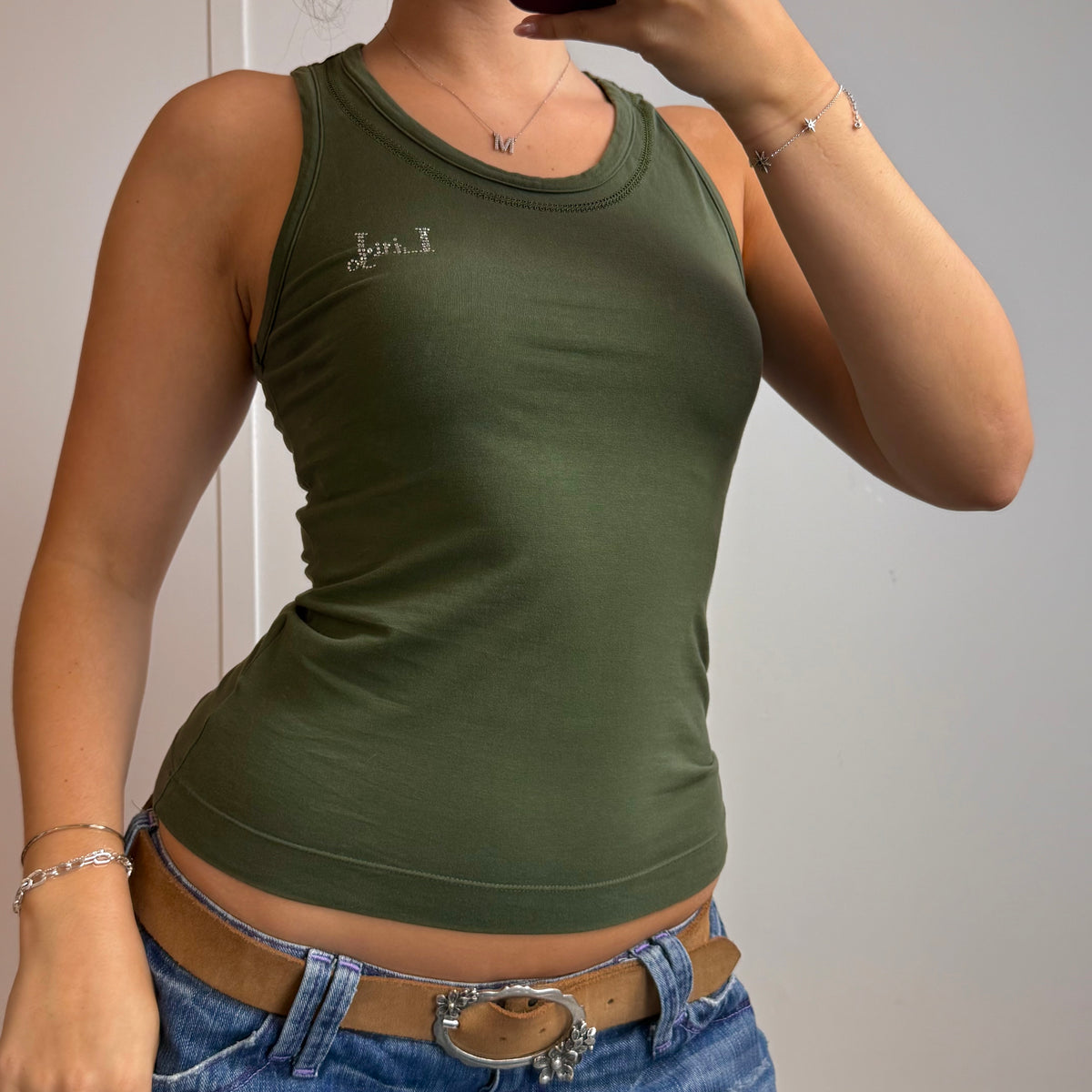 Green gem tank top