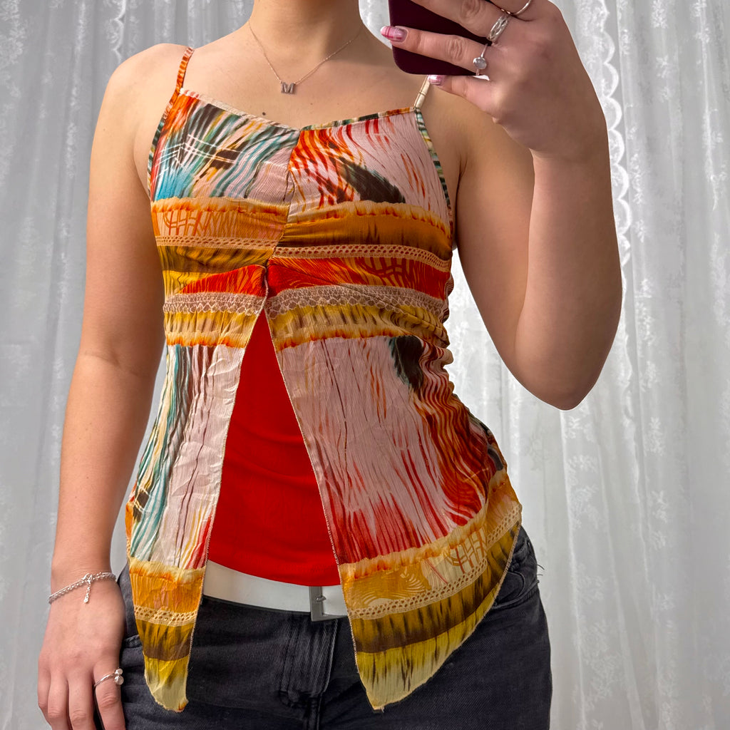 Multicoloured open cami top