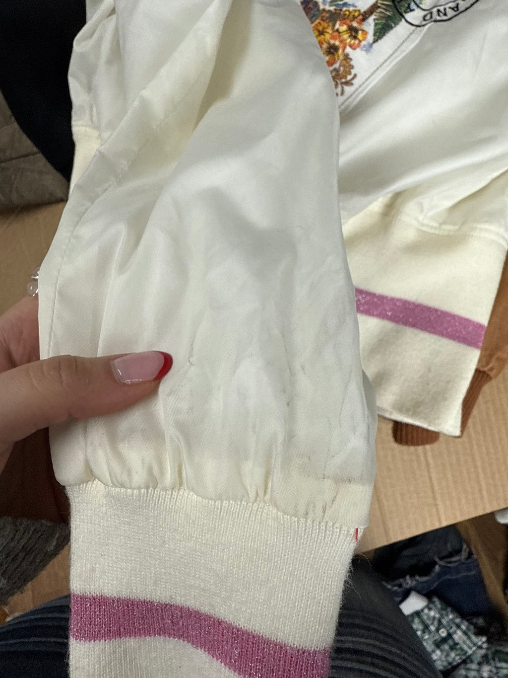 White lightweight detailed bomber jacket