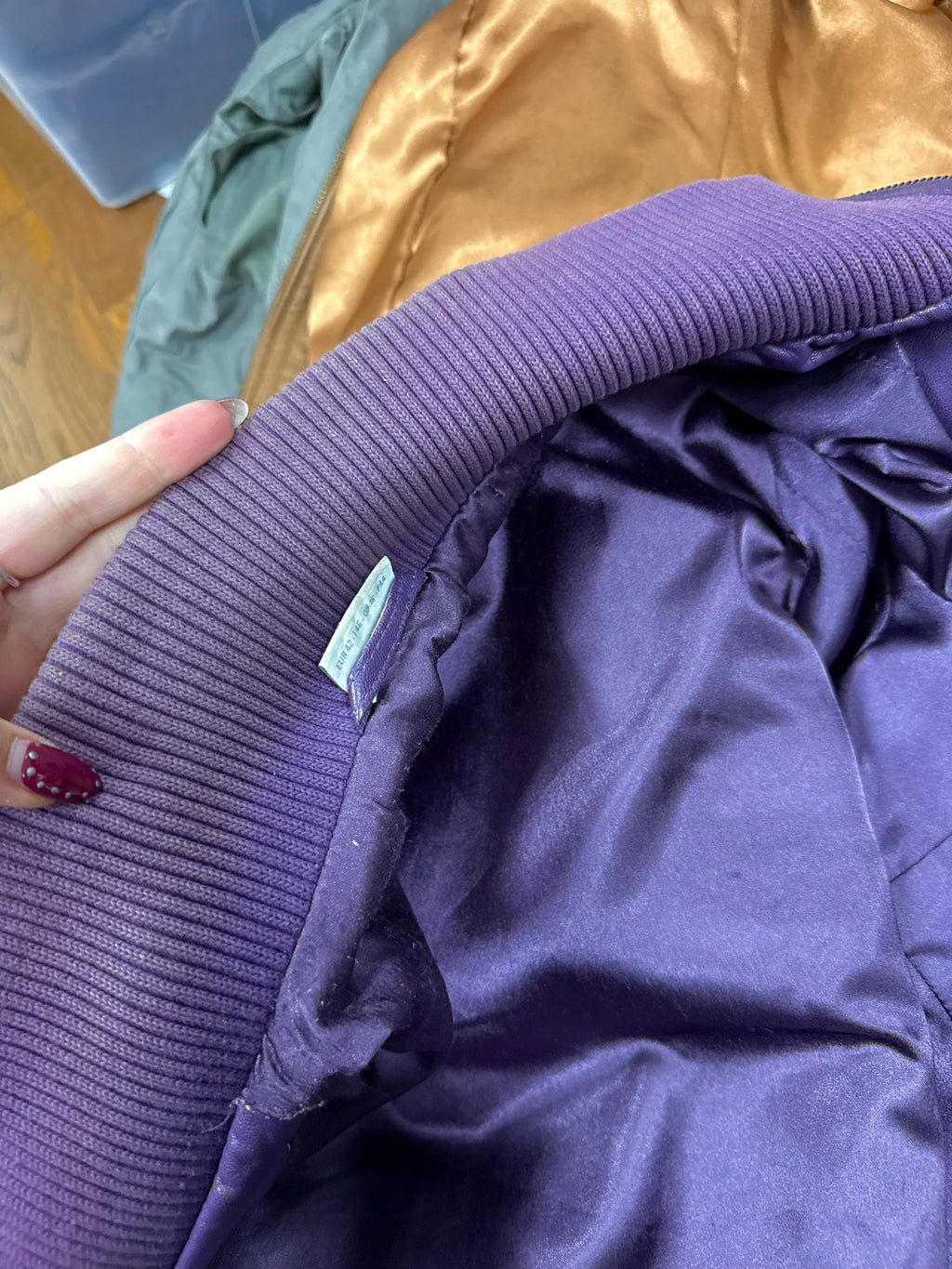 Purple leather bomber jacket