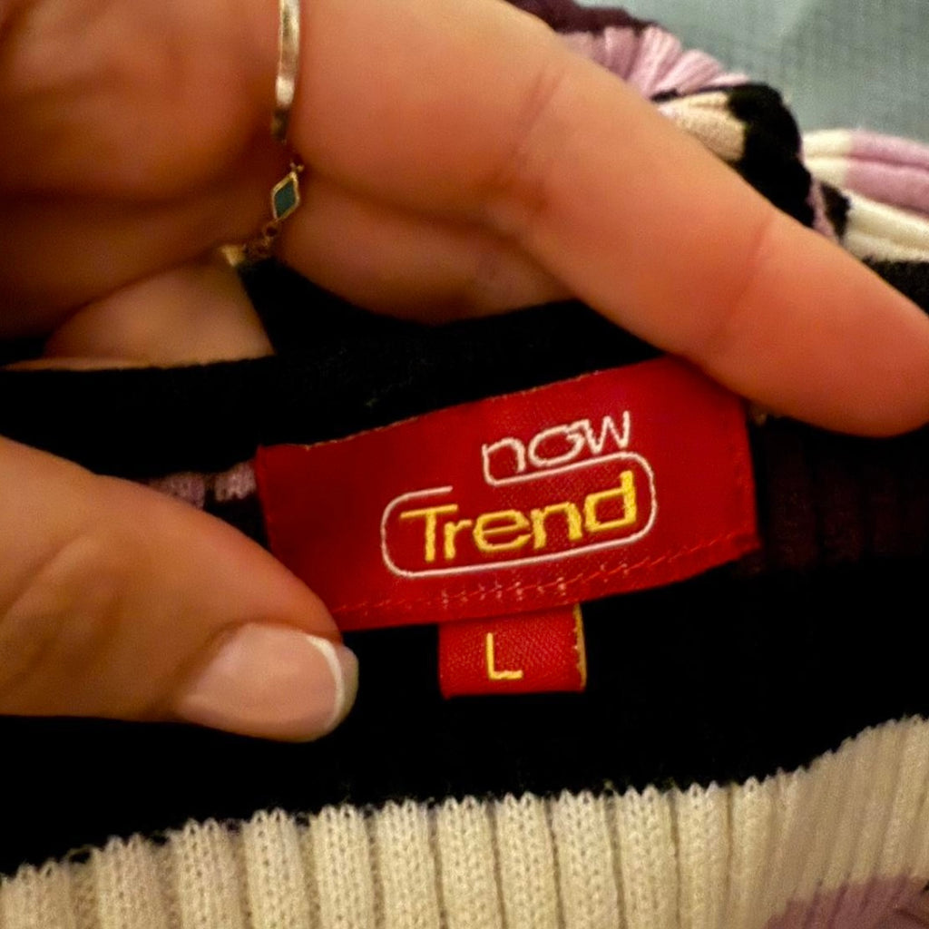 Pink and purple striped v neck sweater