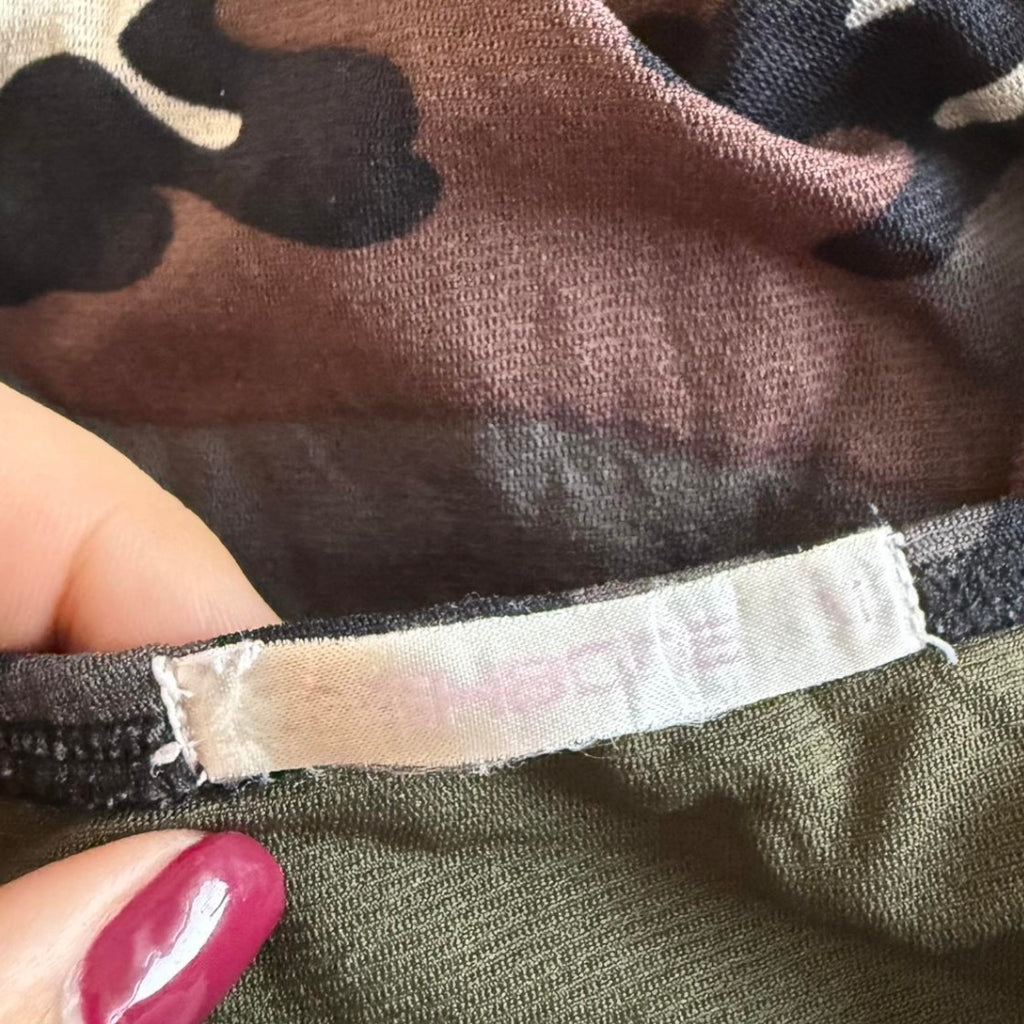 Double layered mesh camouflage cami top